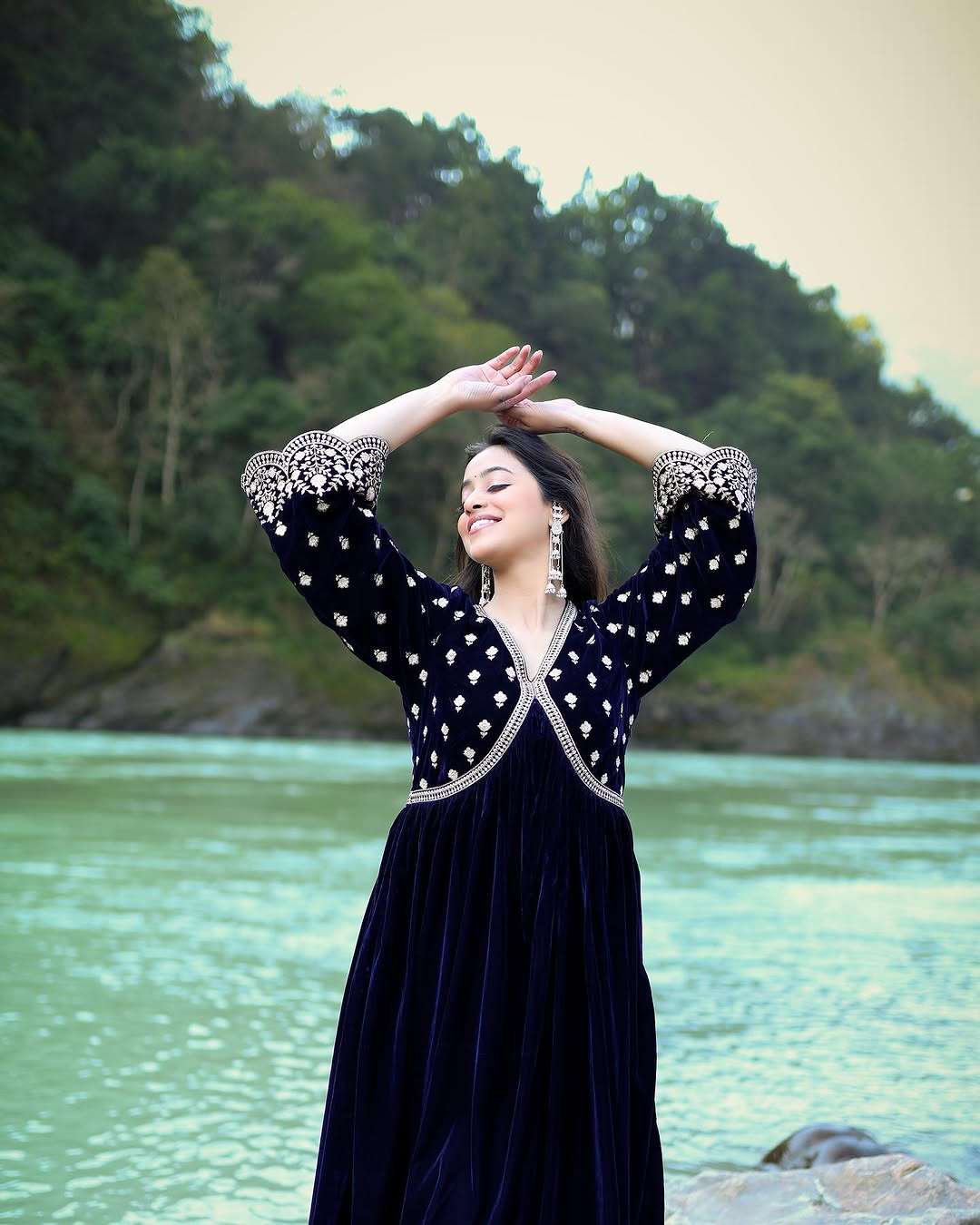 Kashika Sisodia in SUR - Velvet Blue Anarkali Set