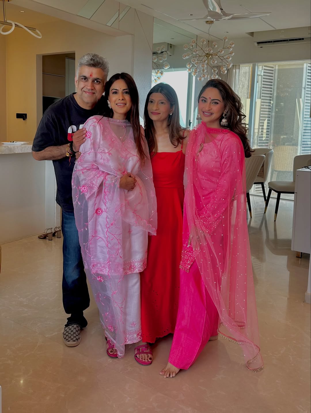 Nia Sharma in GULBANO - Pink Chanderi Suit Set
