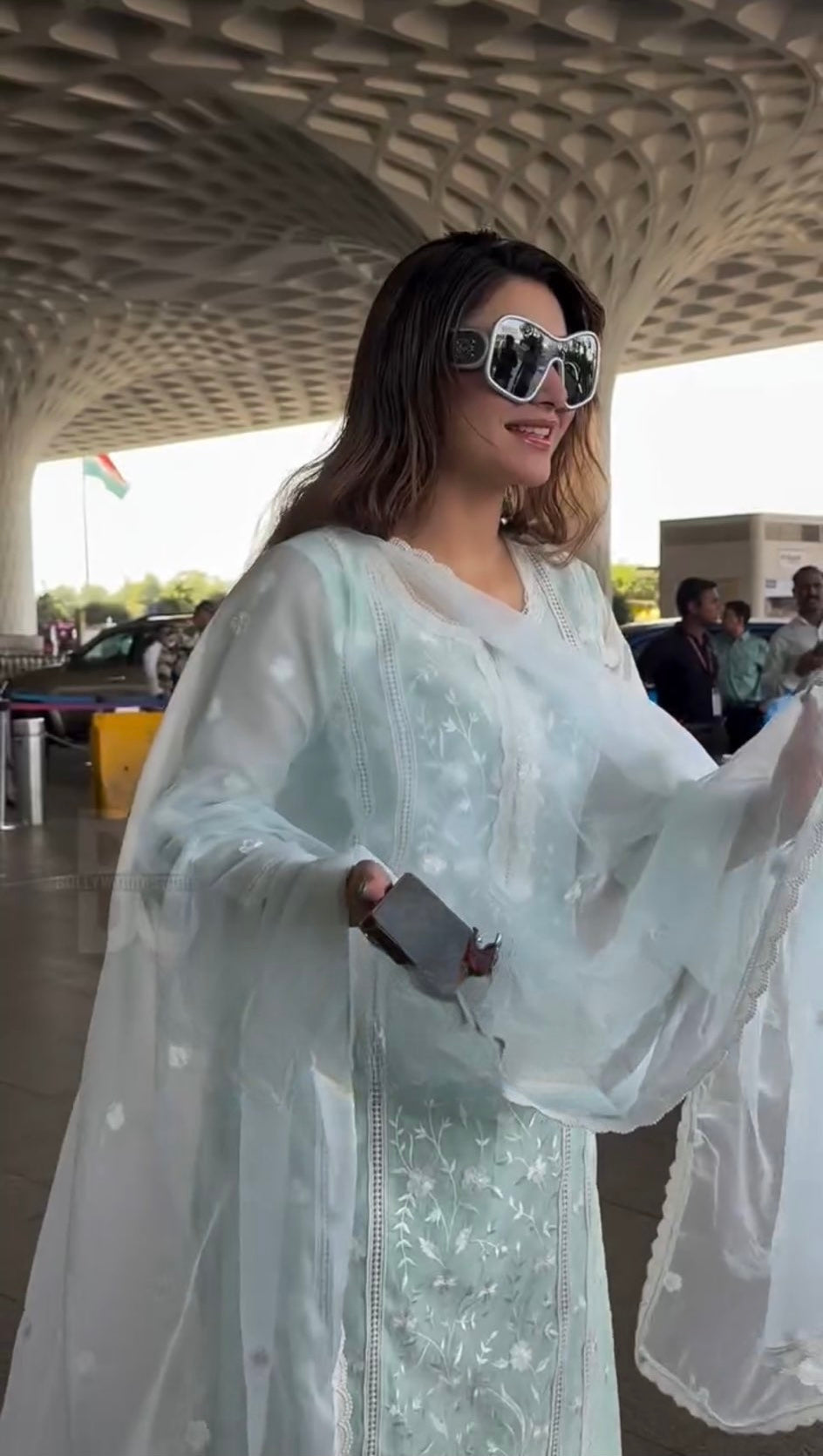 Urvashi Rautela in Gulbahar - Mint Green Embroidered Suit Set.