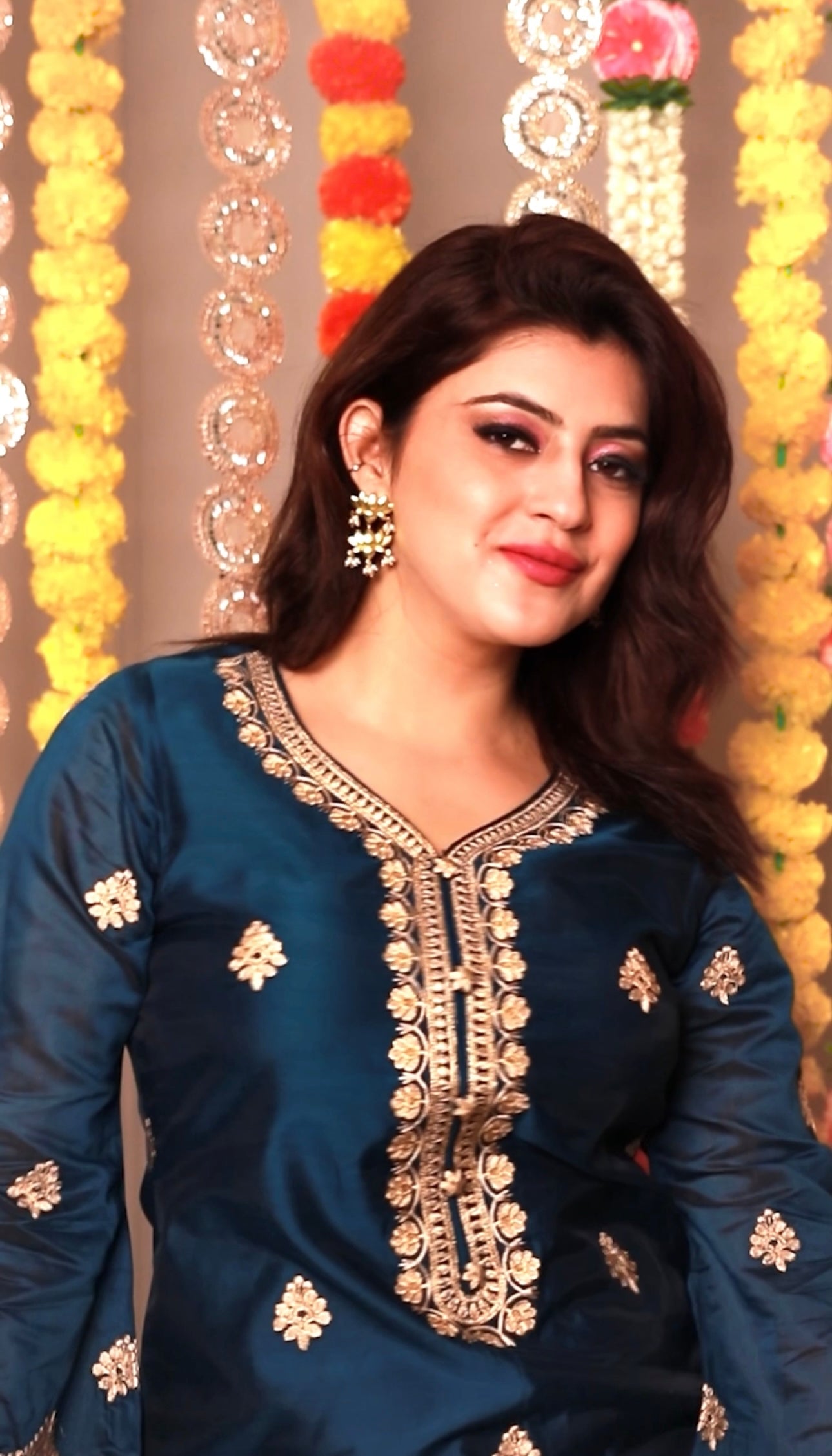 Saloni Sehra in Gul- Blue Embroidered Chanderi Suit Set