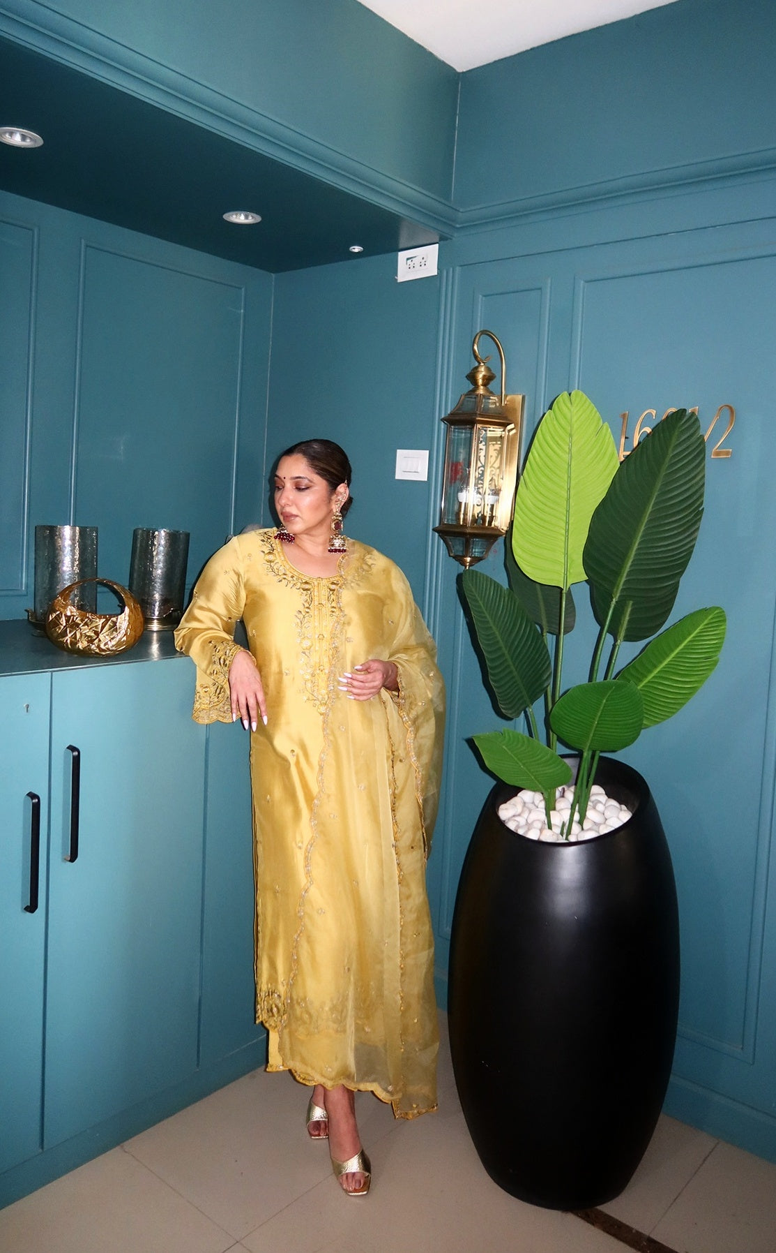 Shonima Kaul in ANYA - Yellow Chanderi Suit Set
