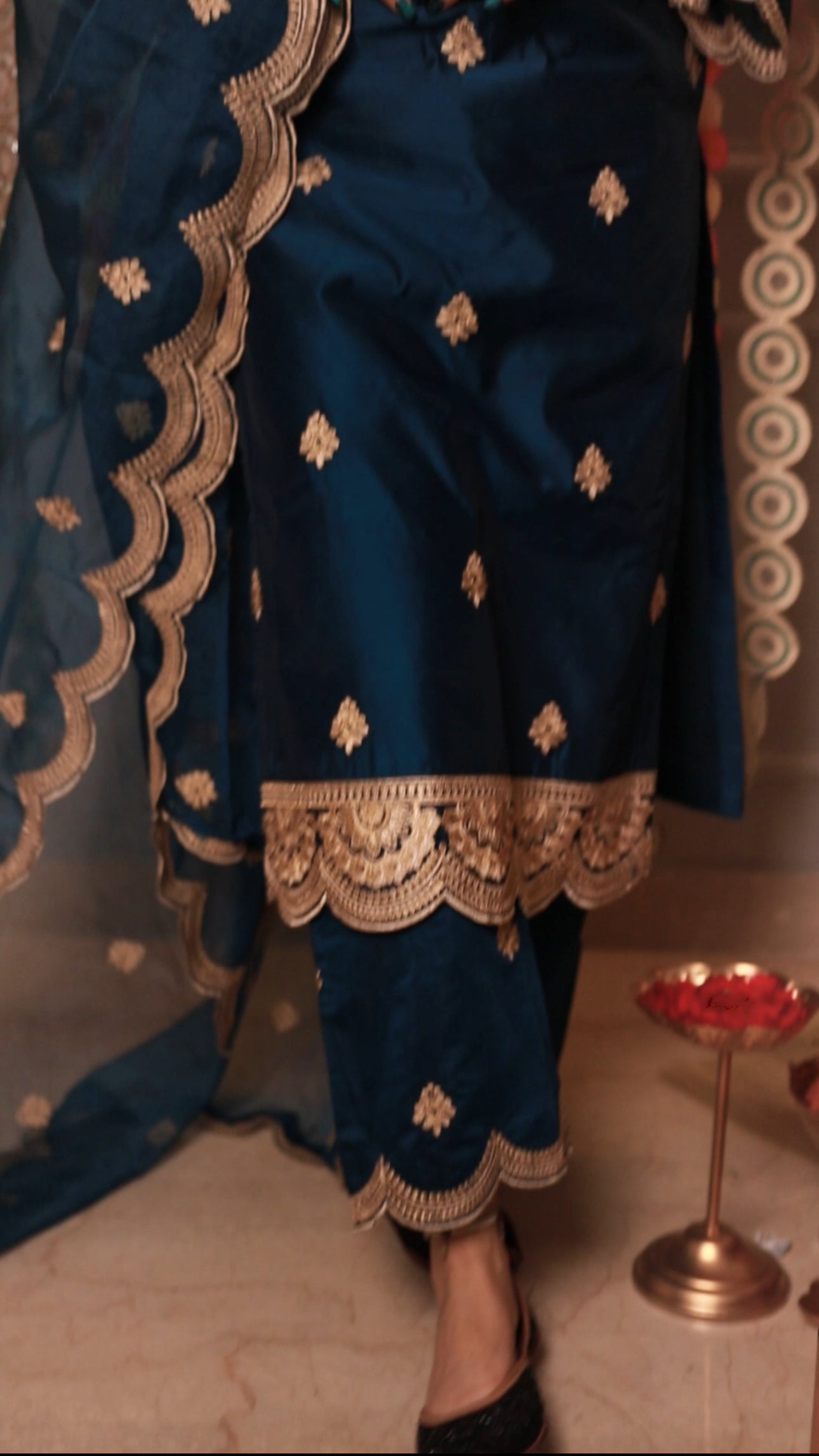 Saloni Sehra in Gul- Blue Embroidered Chanderi Suit Set