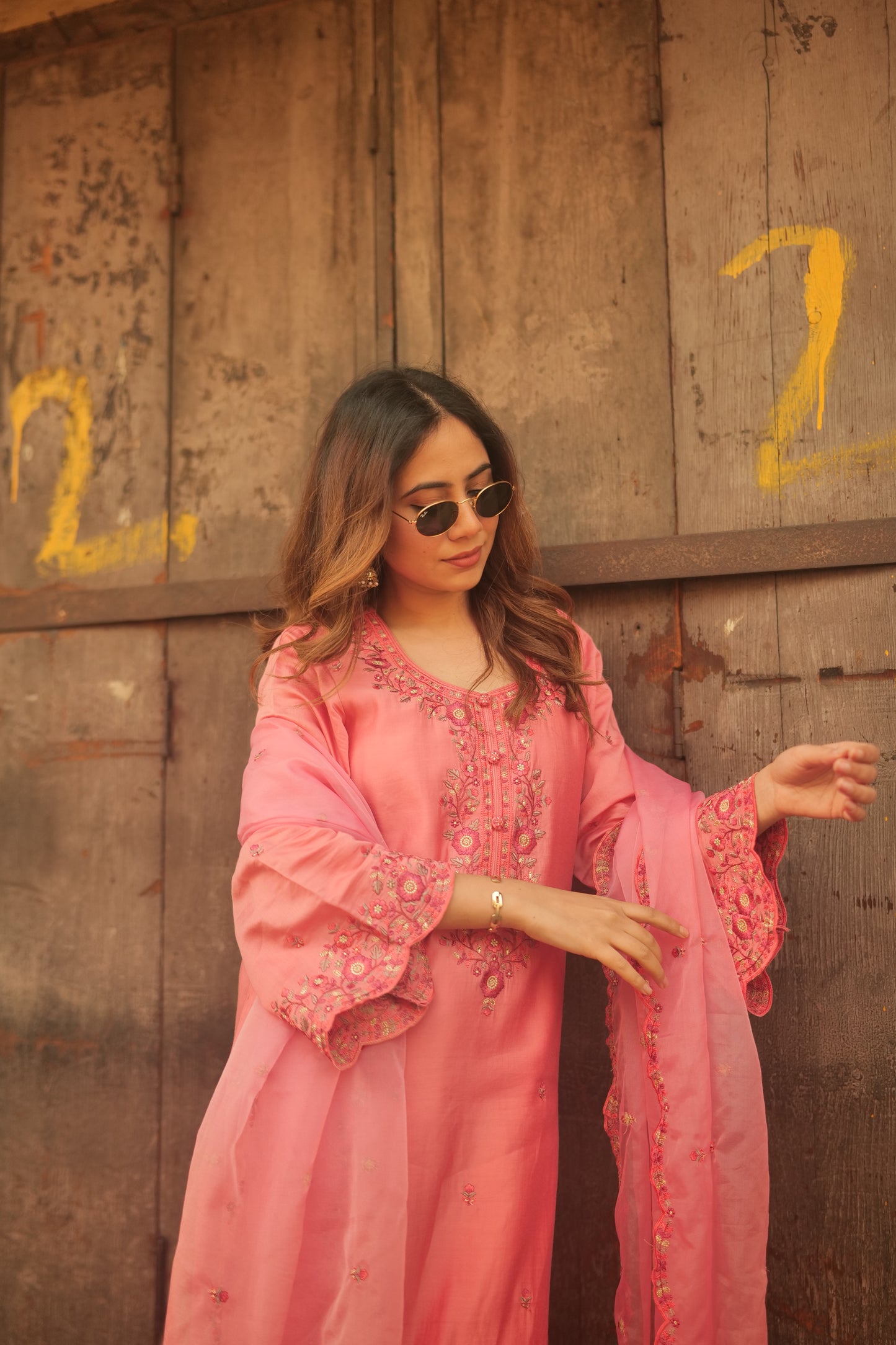 Arpita Gupta in AFSANA - Pink Chanderi Suit Set