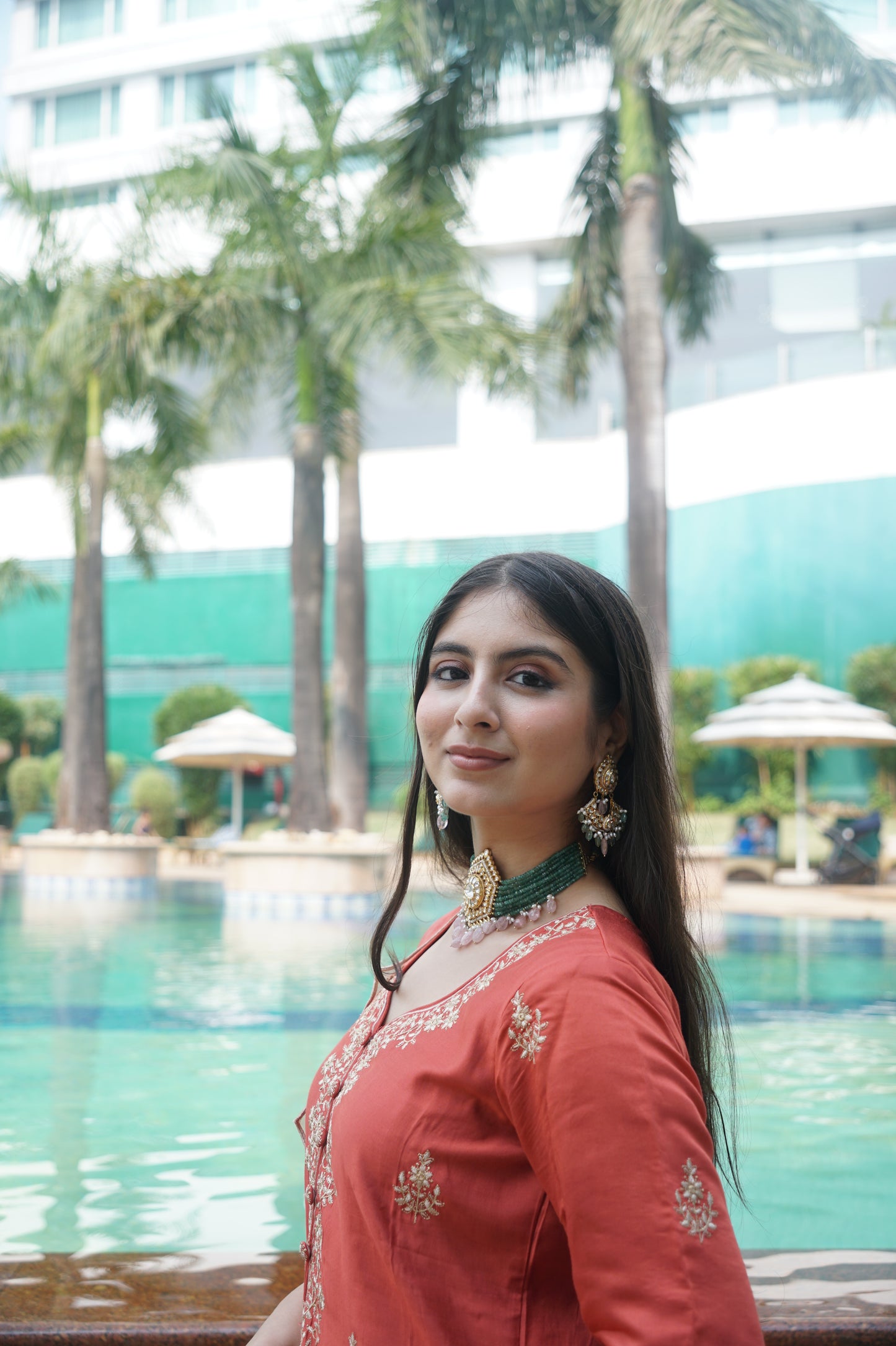 Kreesha in Rust Chanderi Suit Set