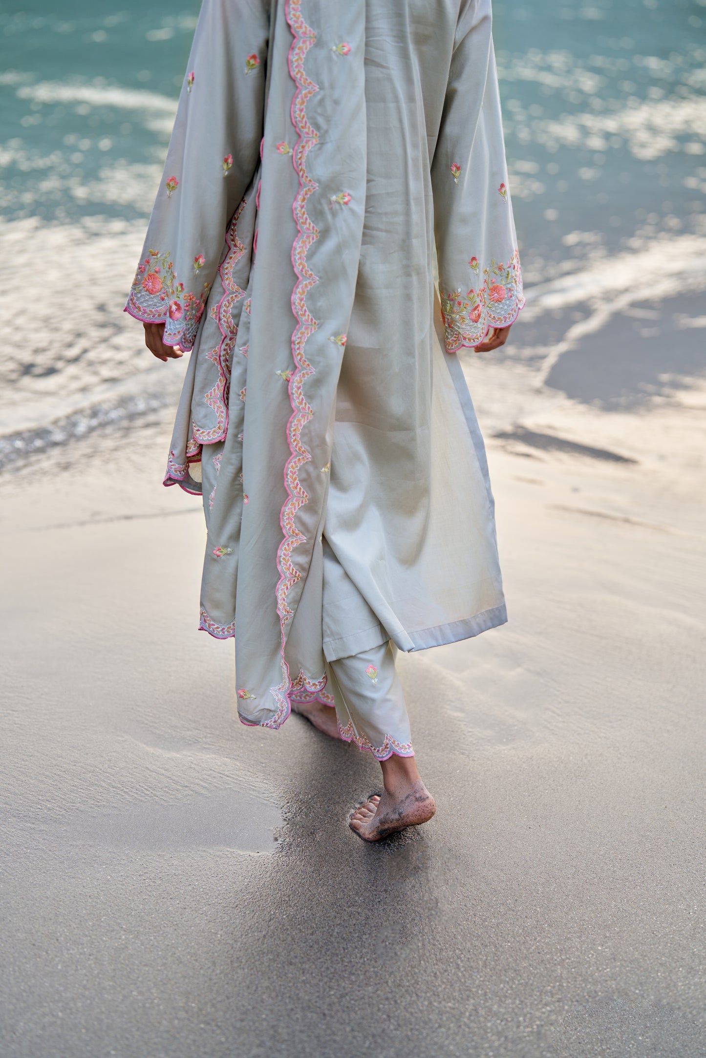 SHABH - Grey Cotton Suit Set