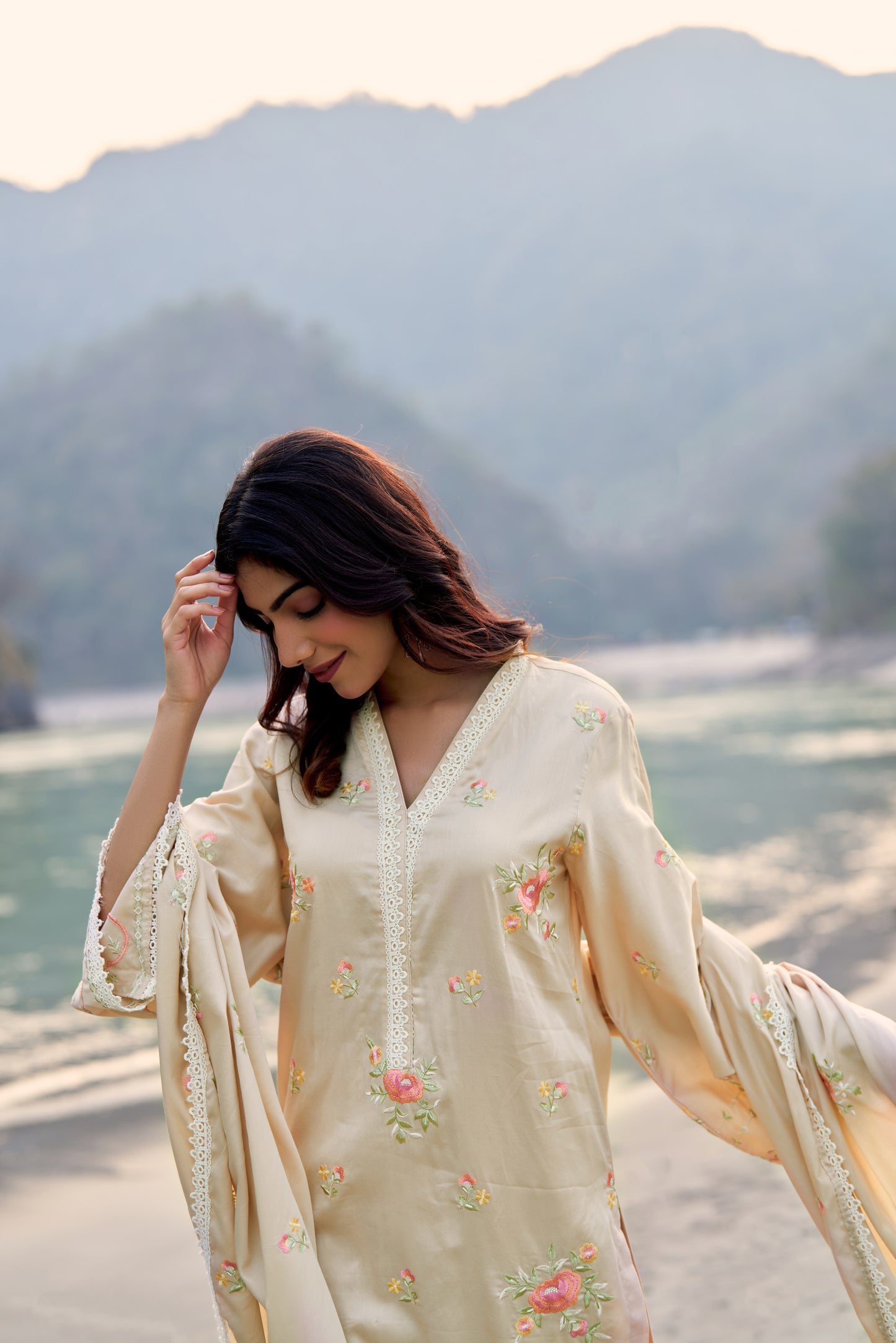 SUKOON - Beige Cotton Suit Set