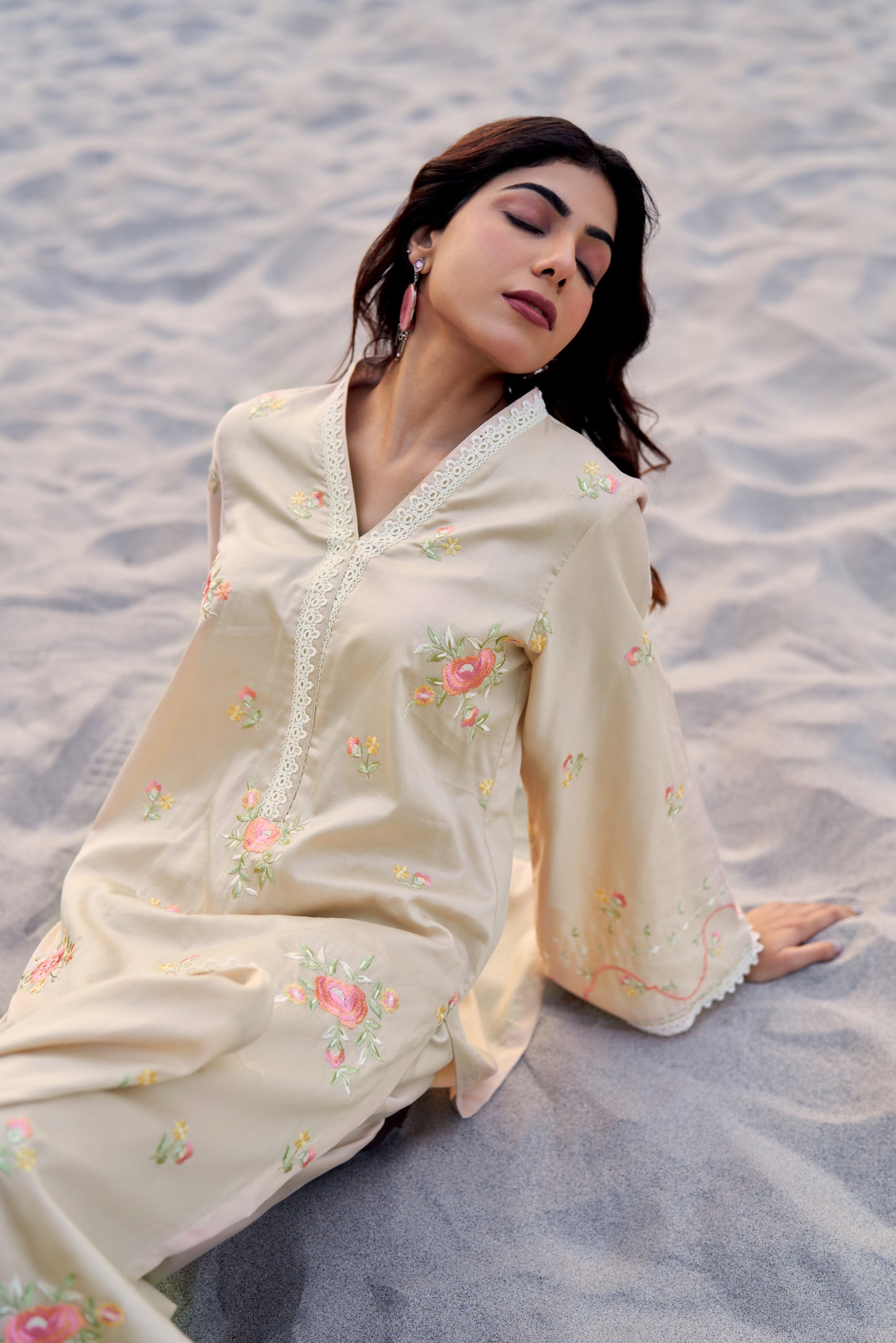 SUKOON - Beige Cotton Suit Set