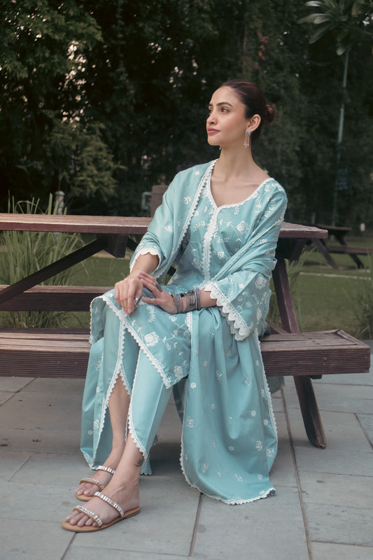 Shreya Lakhani in LEHER - Blue Cotton Suit Set