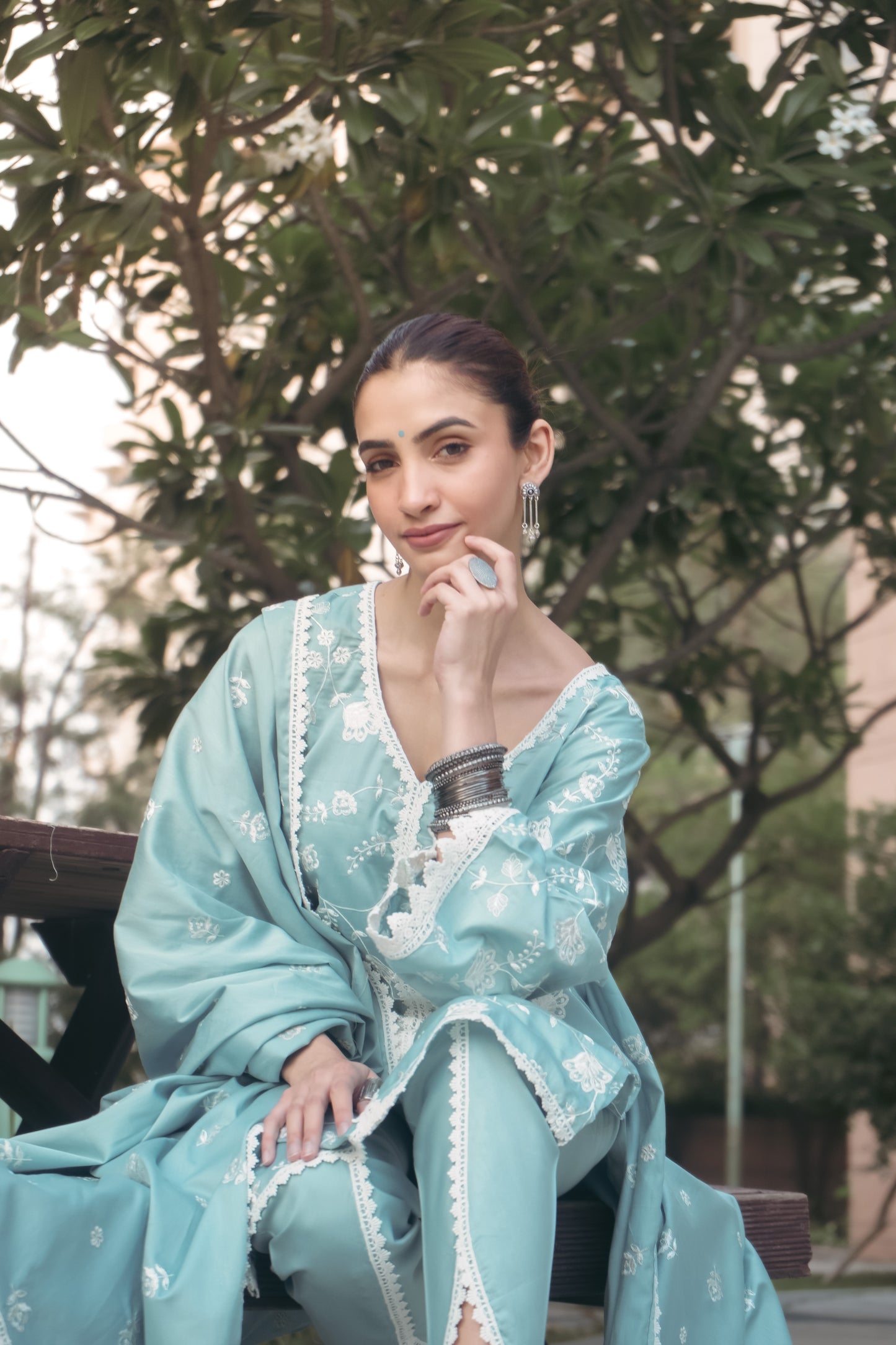 Shreya Lakhani in LEHER - Blue Cotton Suit Set