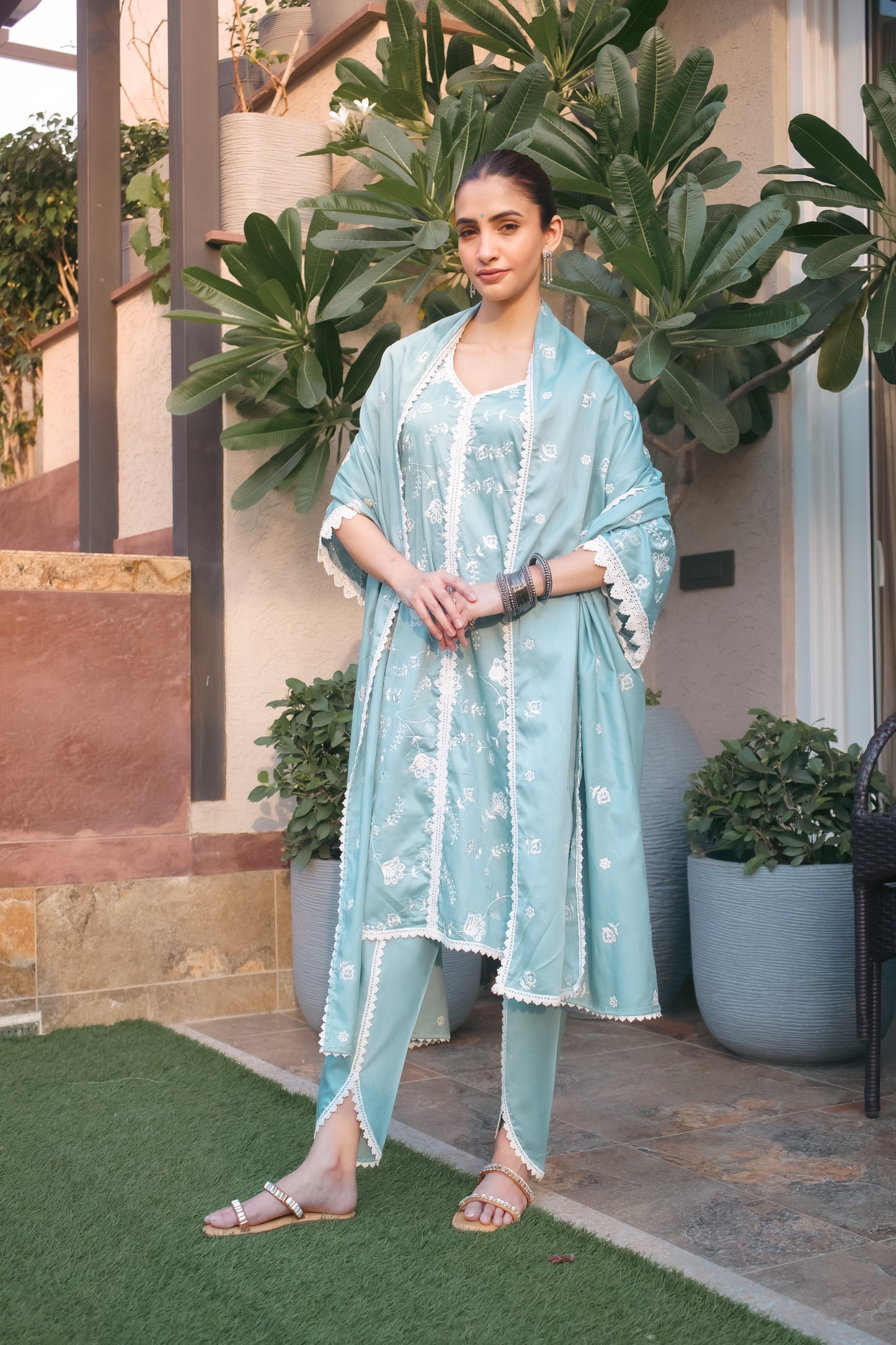 Shreya Lakhani in LEHER - Blue Cotton Suit Set
