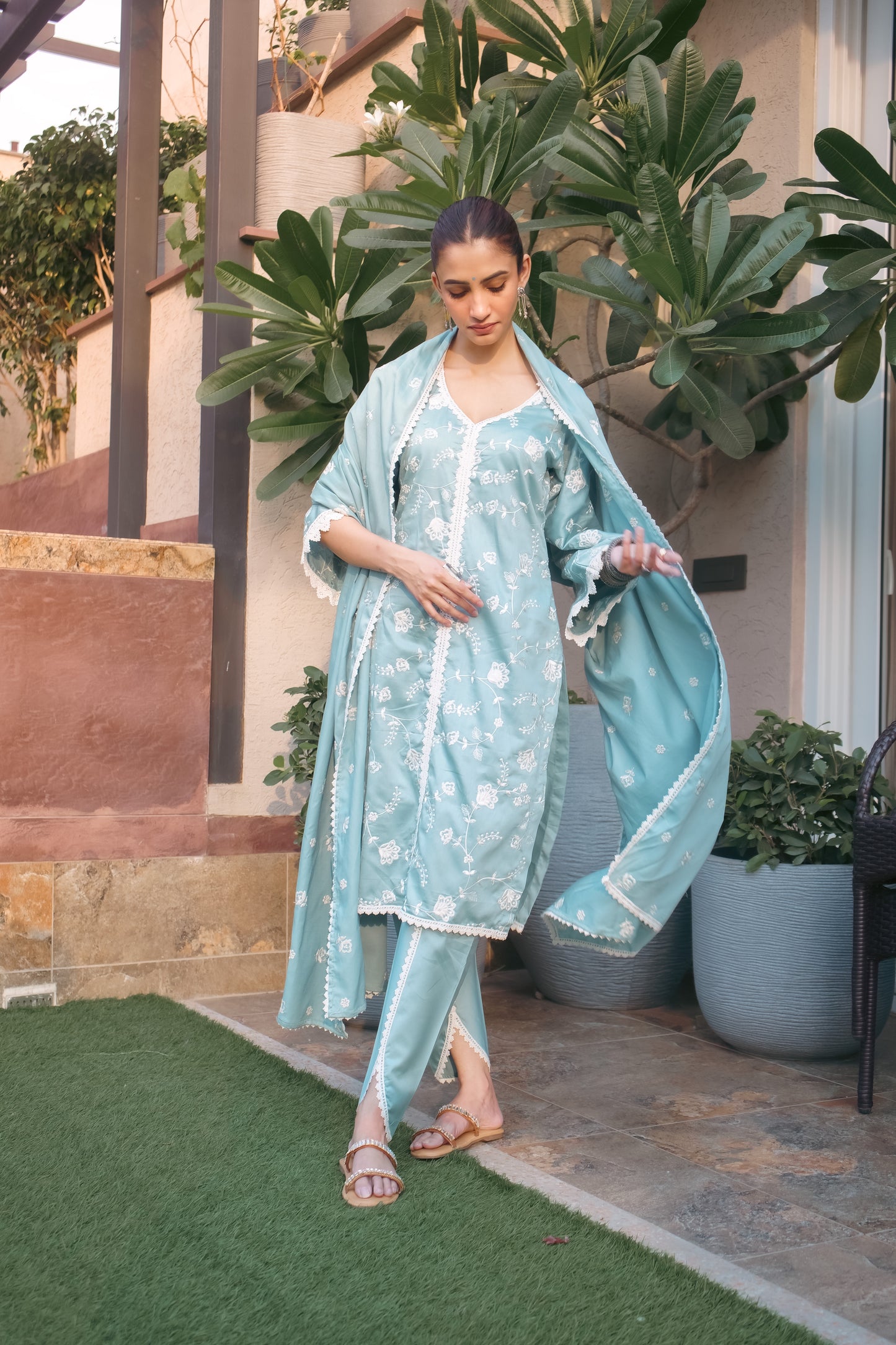 Shreya Lakhani in LEHER - Blue Cotton Suit Set
