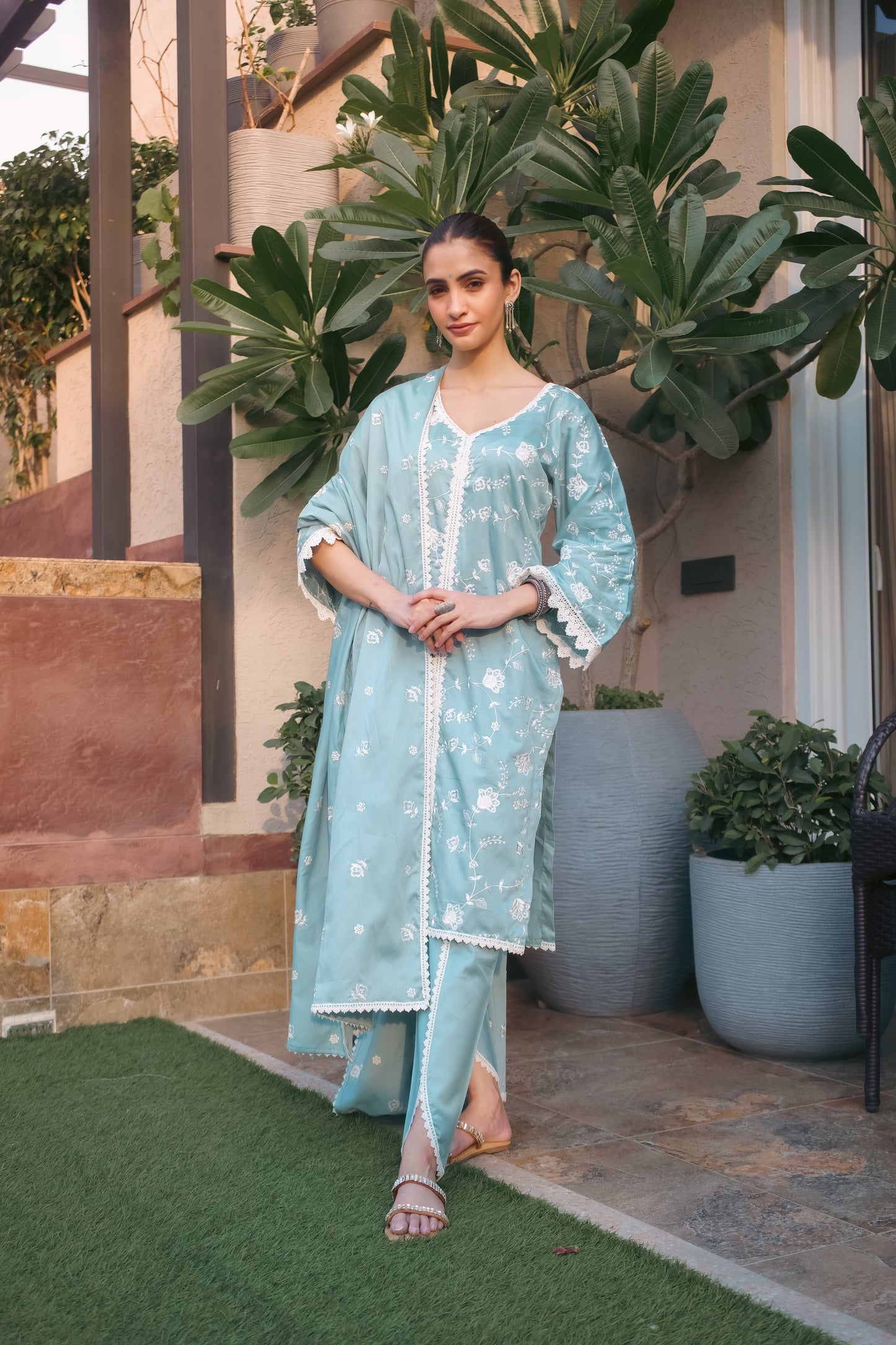Shreya Lakhani in LEHER - Blue Cotton Suit Set