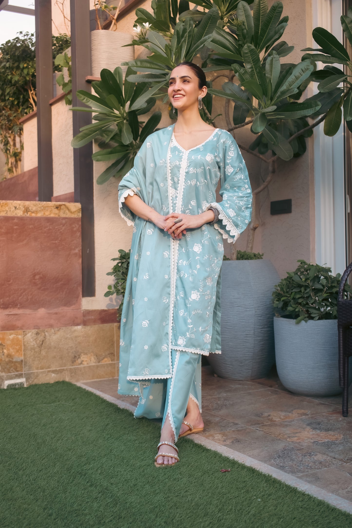 Shreya Lakhani in LEHER - Blue Cotton Suit Set