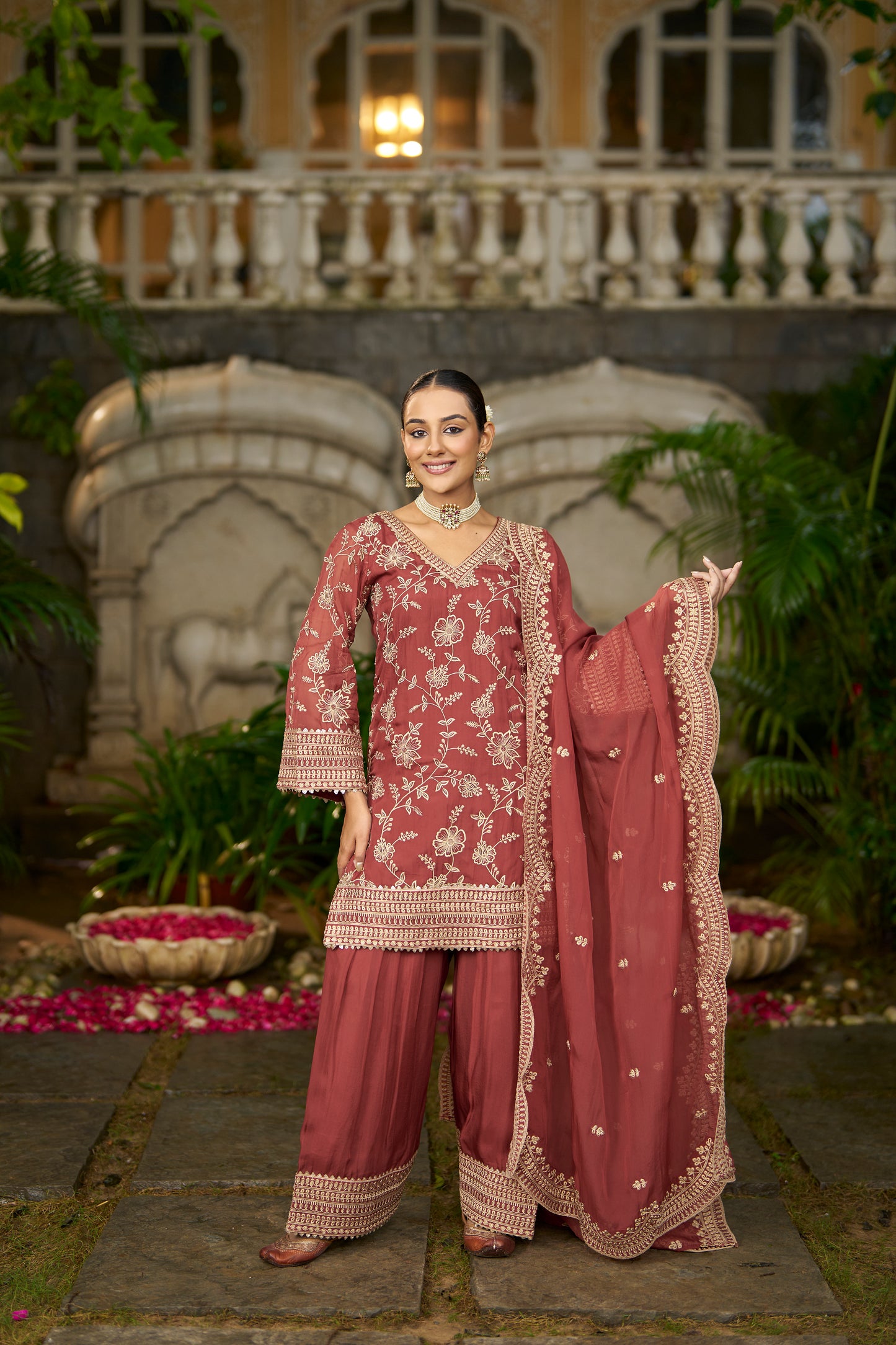 NYRA - Rust Organza Farsi Salwar Set