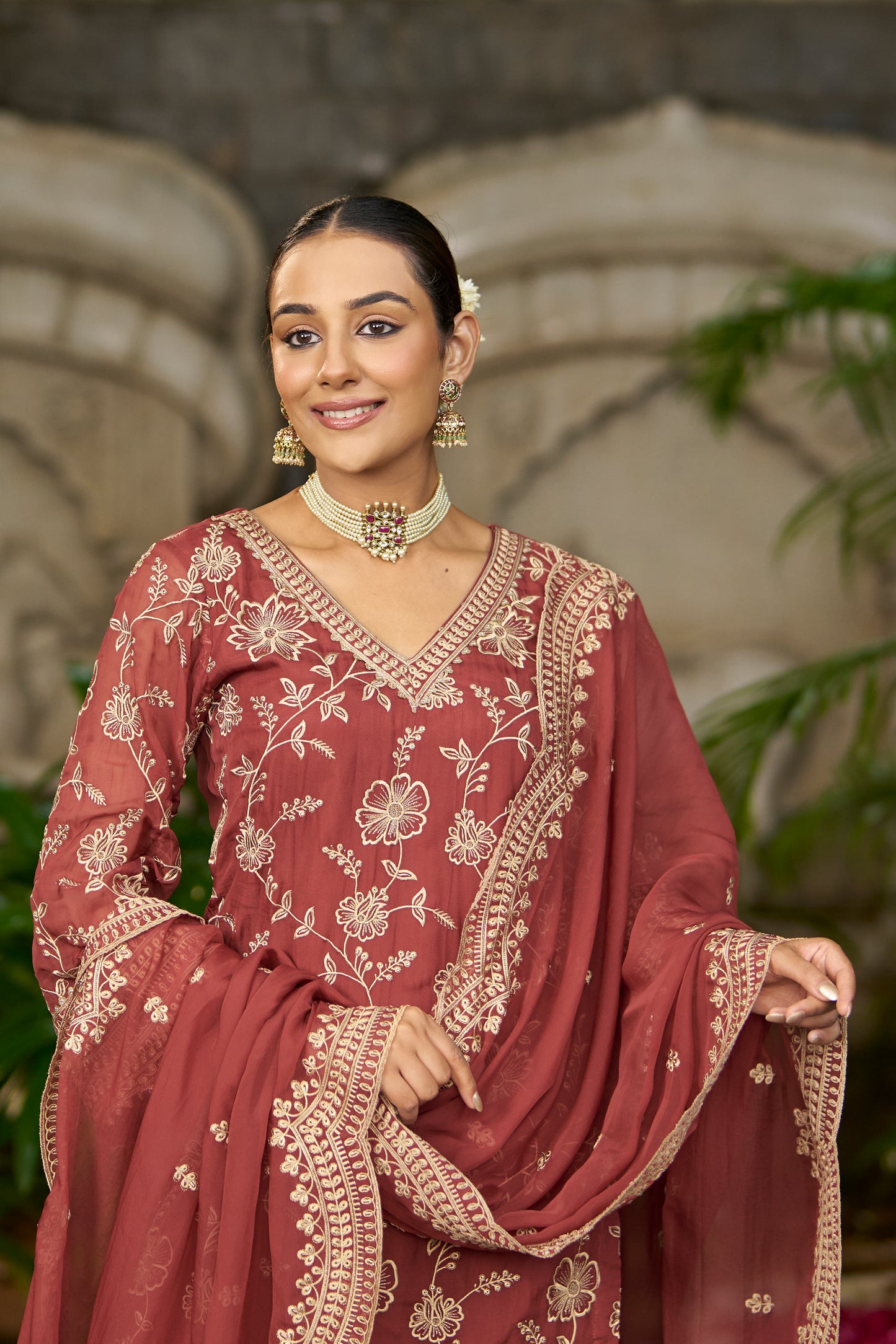 NYRA - Rust Organza Farsi Salwar Set