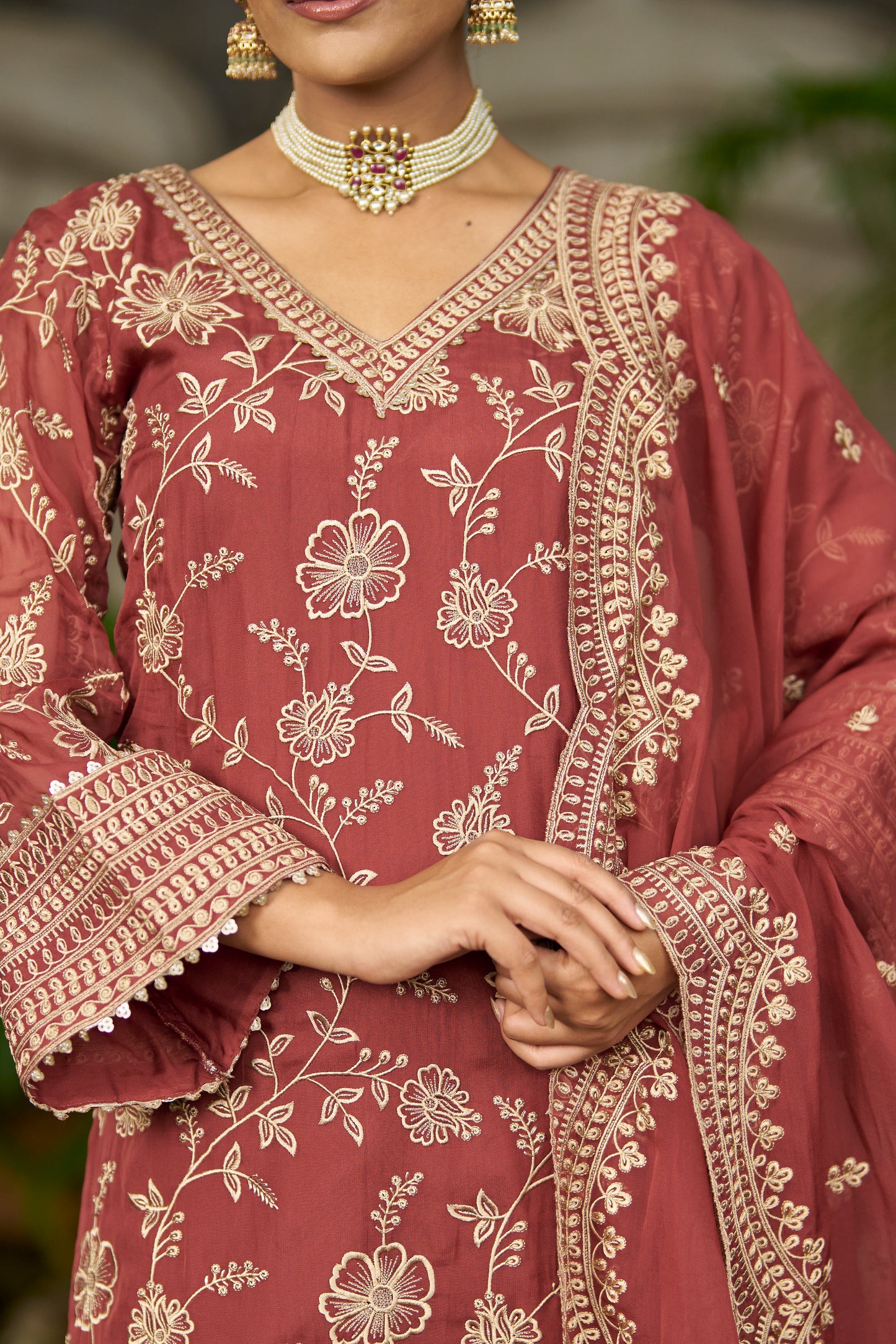 NYRA - Rust Organza Farsi Salwar Set