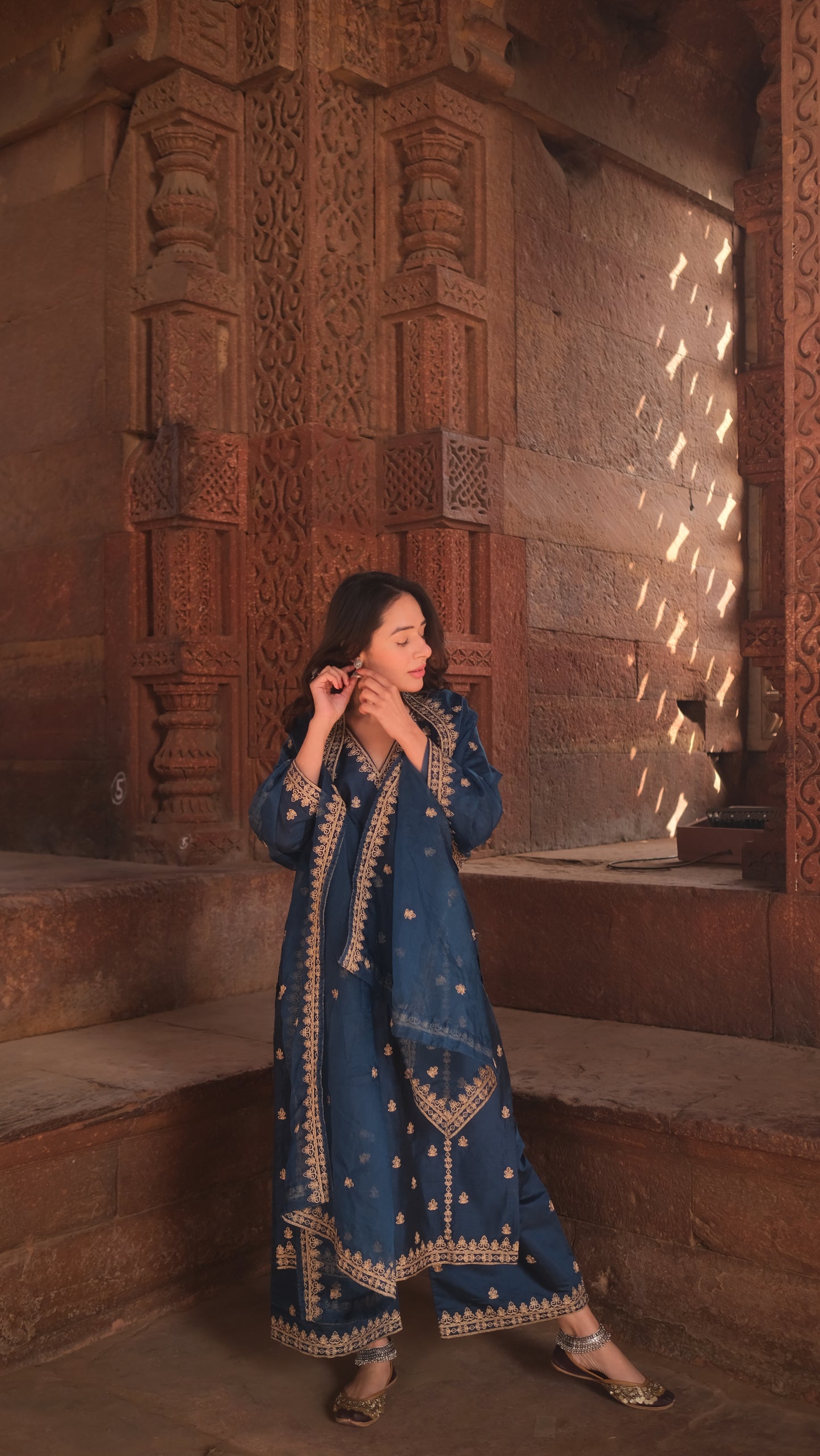 Shivani Pancholi in Gulzaar - Blue Chanderi Embroidered Suit Set