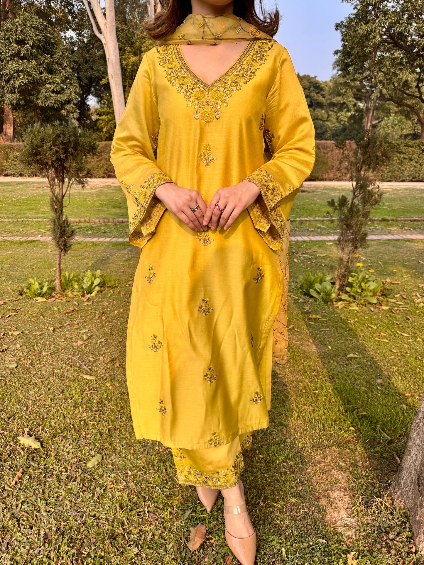 Ishita Sandhu in MEERA - Yellow Chanderi Suit Set