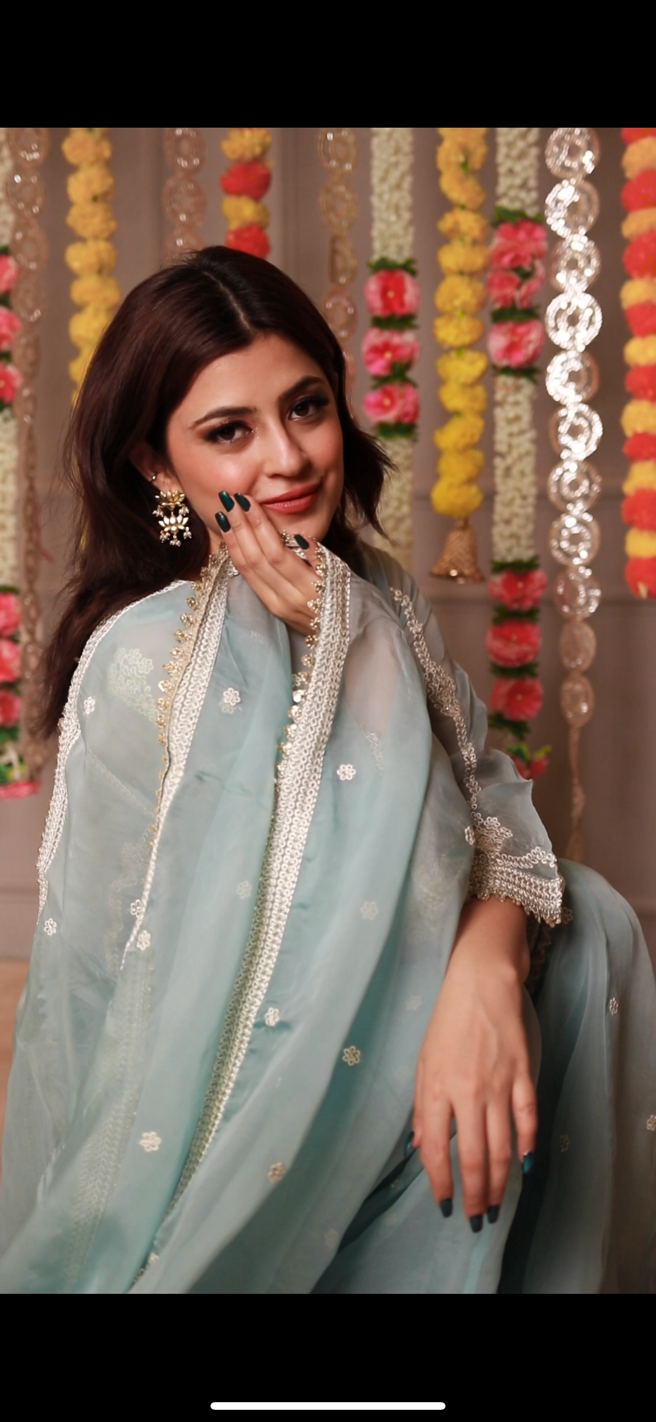 Saloni Sehra in Chandani - Blue Organza Sharara Set.