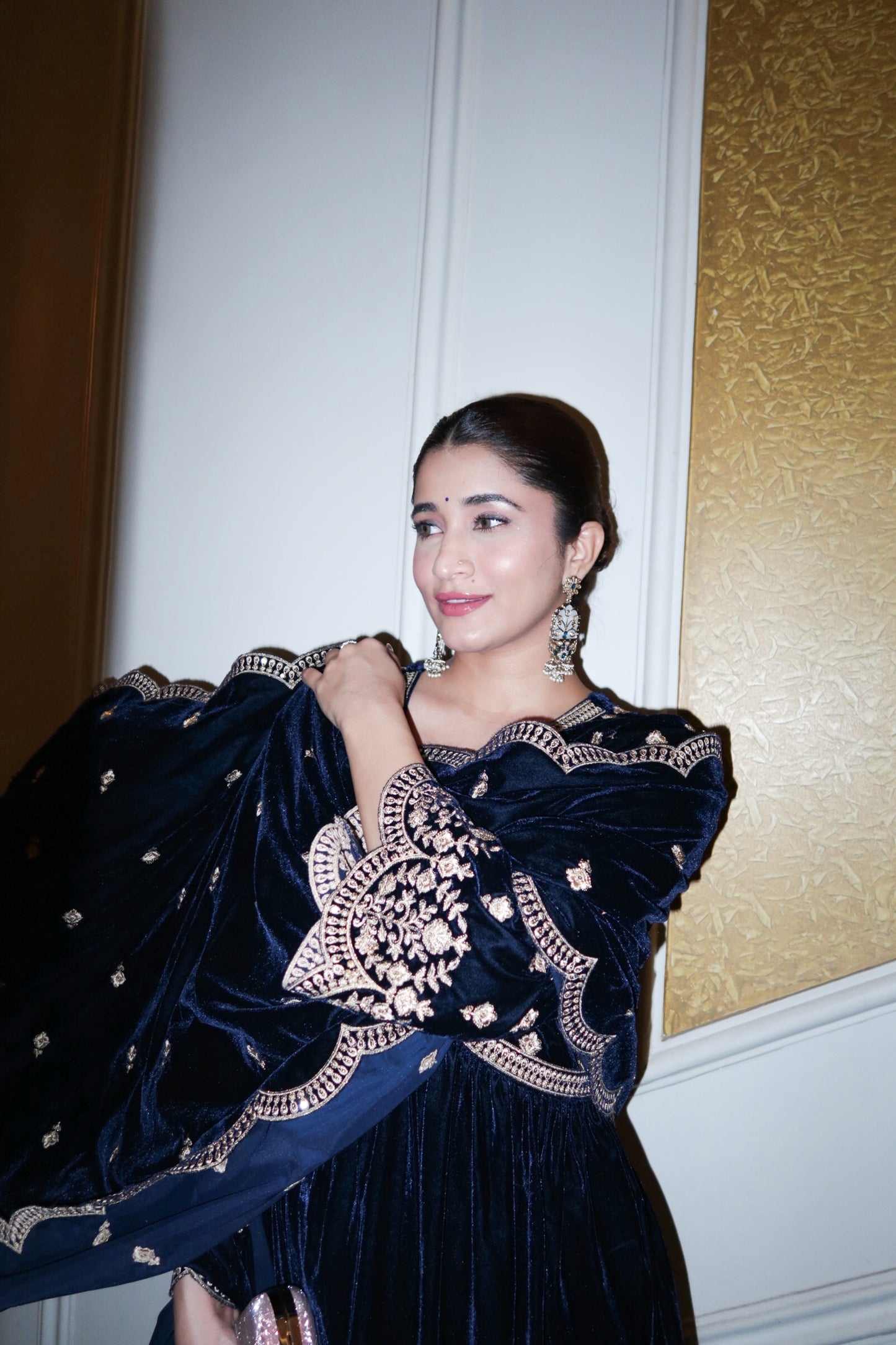 ISHA CHAWLA In SUR - Velvet Blue Anarkali Set