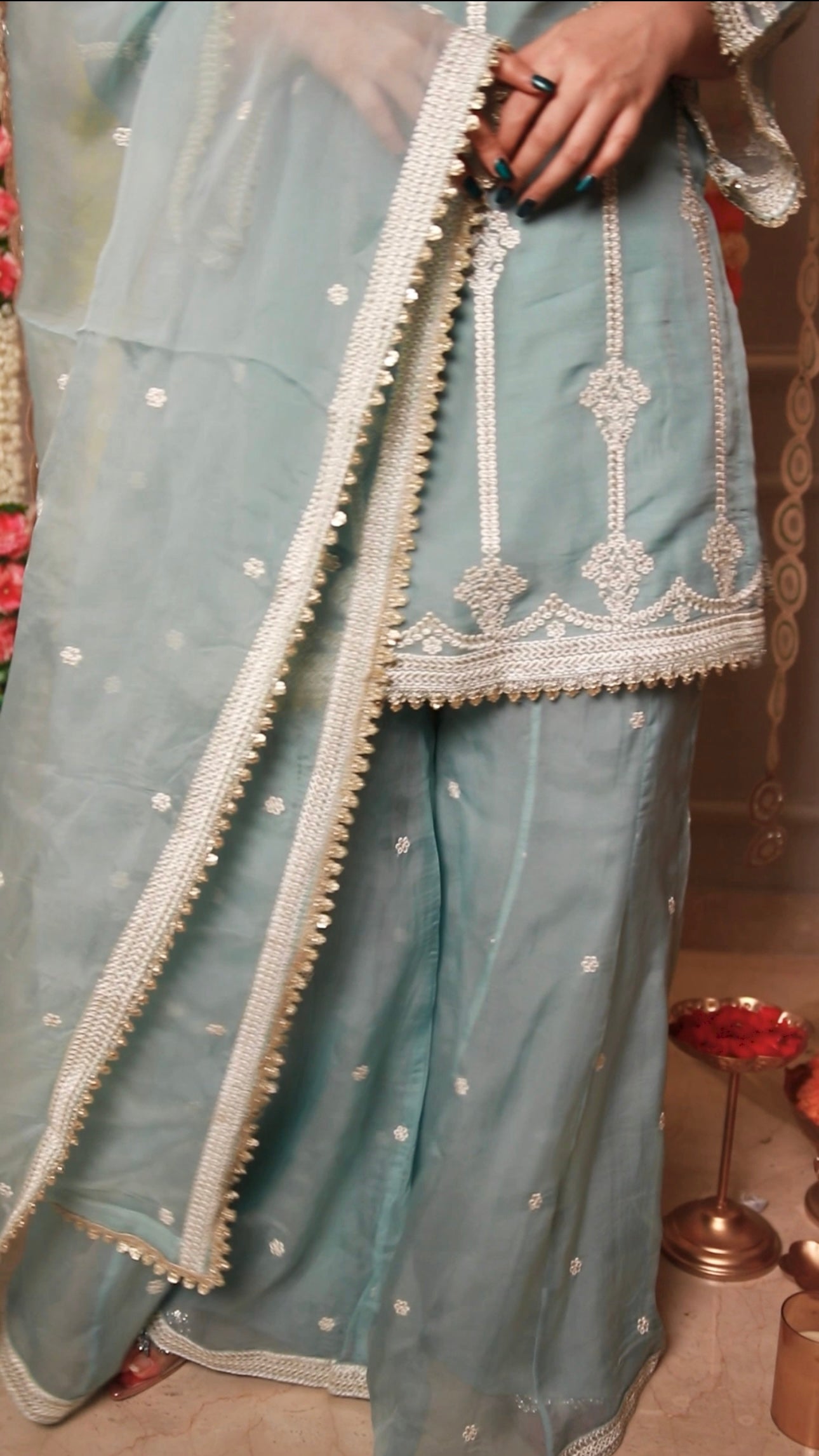 Saloni Sehra in Chandani - Blue Organza Sharara Set.