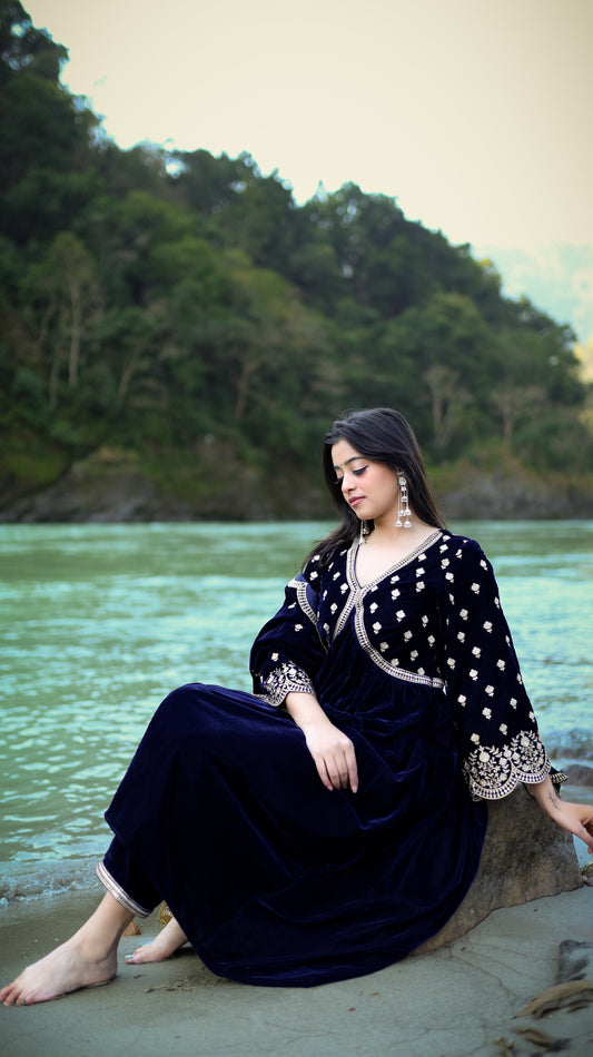 Kashika Sisodia in SUR - Velvet Blue Anarkali Set