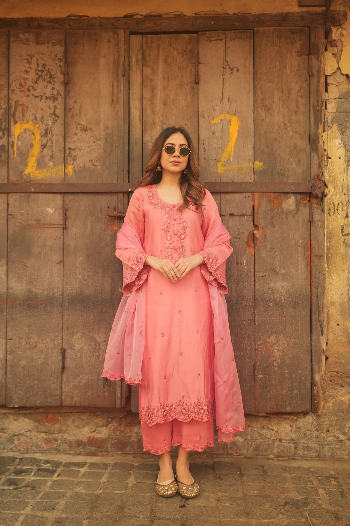 Arpita Gupta in AFSANA - Pink Chanderi Suit Set
