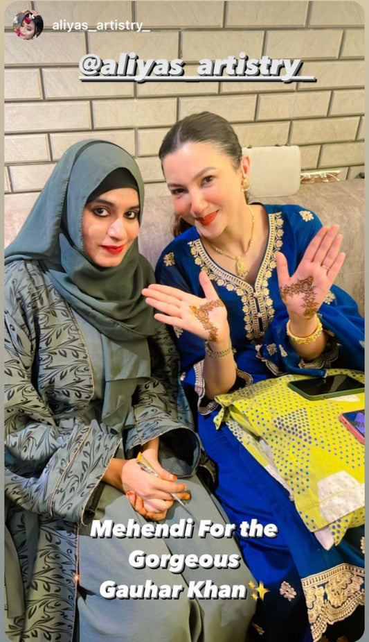 Gauahar Khan in Gul- Blue Embroidered Chanderi Suit Set