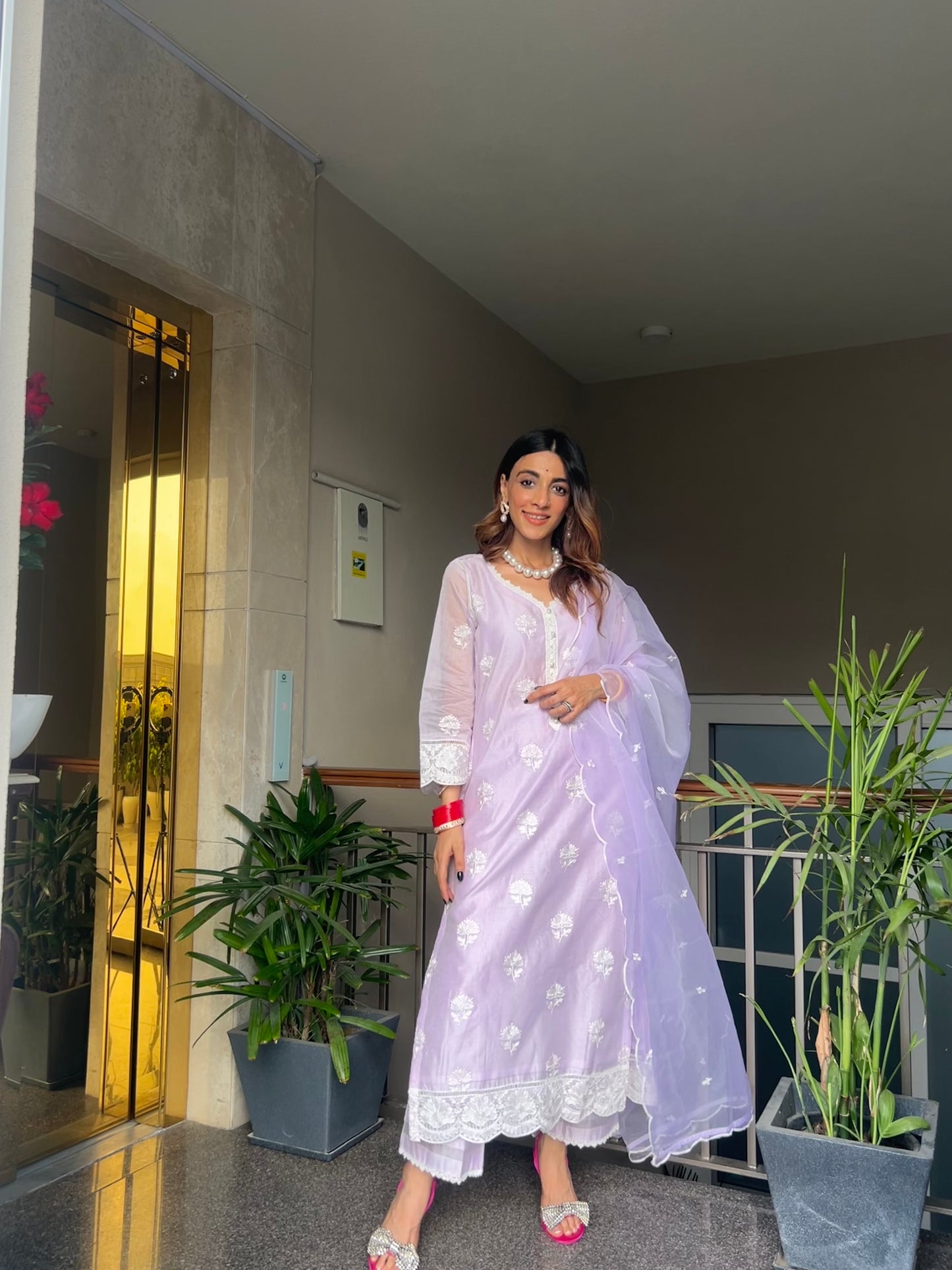 Mehak Jain in Gul - Lavender Embroidered Suit Set