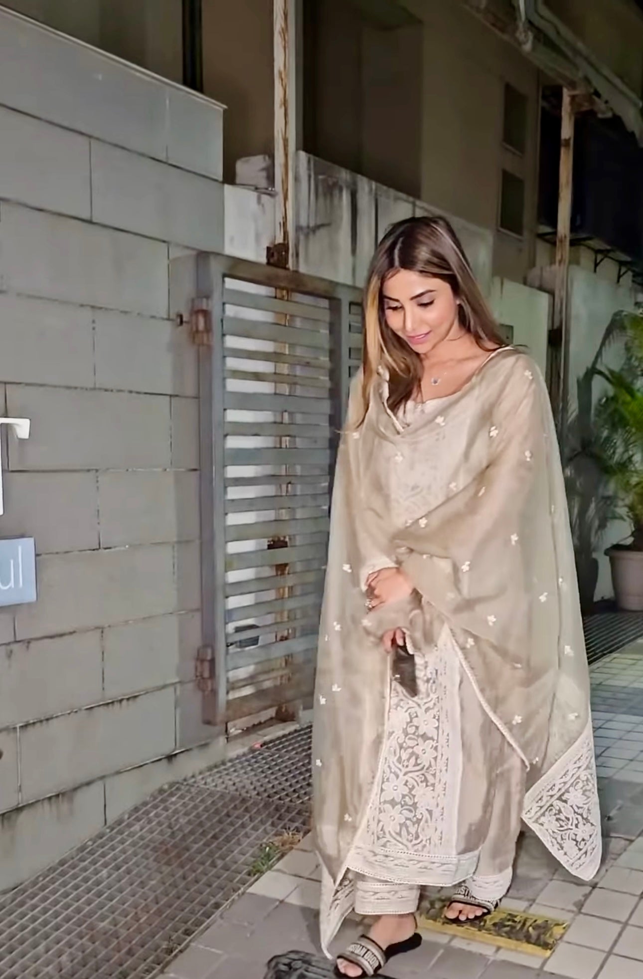 Sshura khan (@sshurakhan) in Hazel Beige Chanderi Suit Set