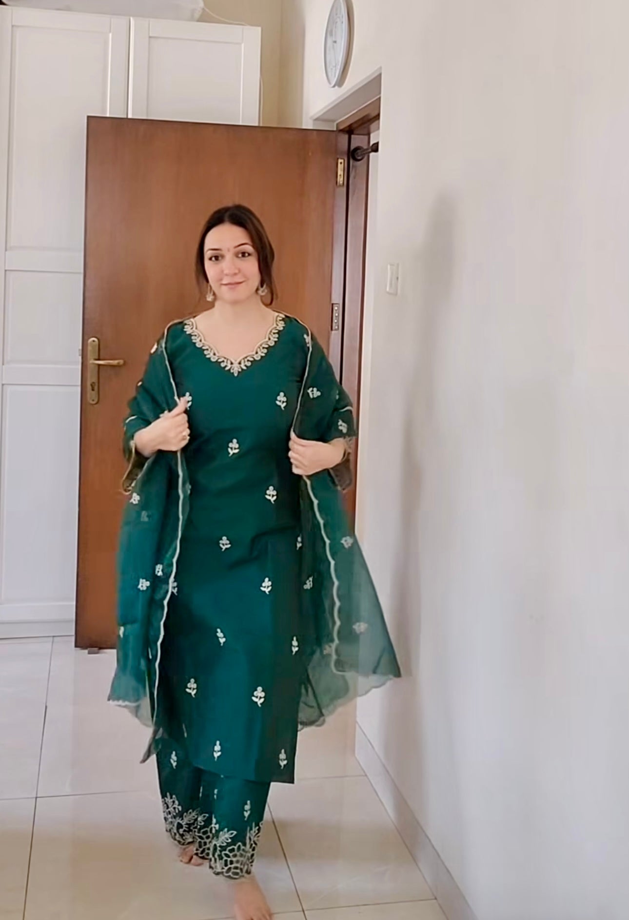 Nauheed Cyrusi in Suroor - Green Chanderi Embroidered Suit Set