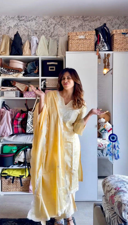 Kishwer Merchant in DHOOP - Yellow Cotton Suit Set