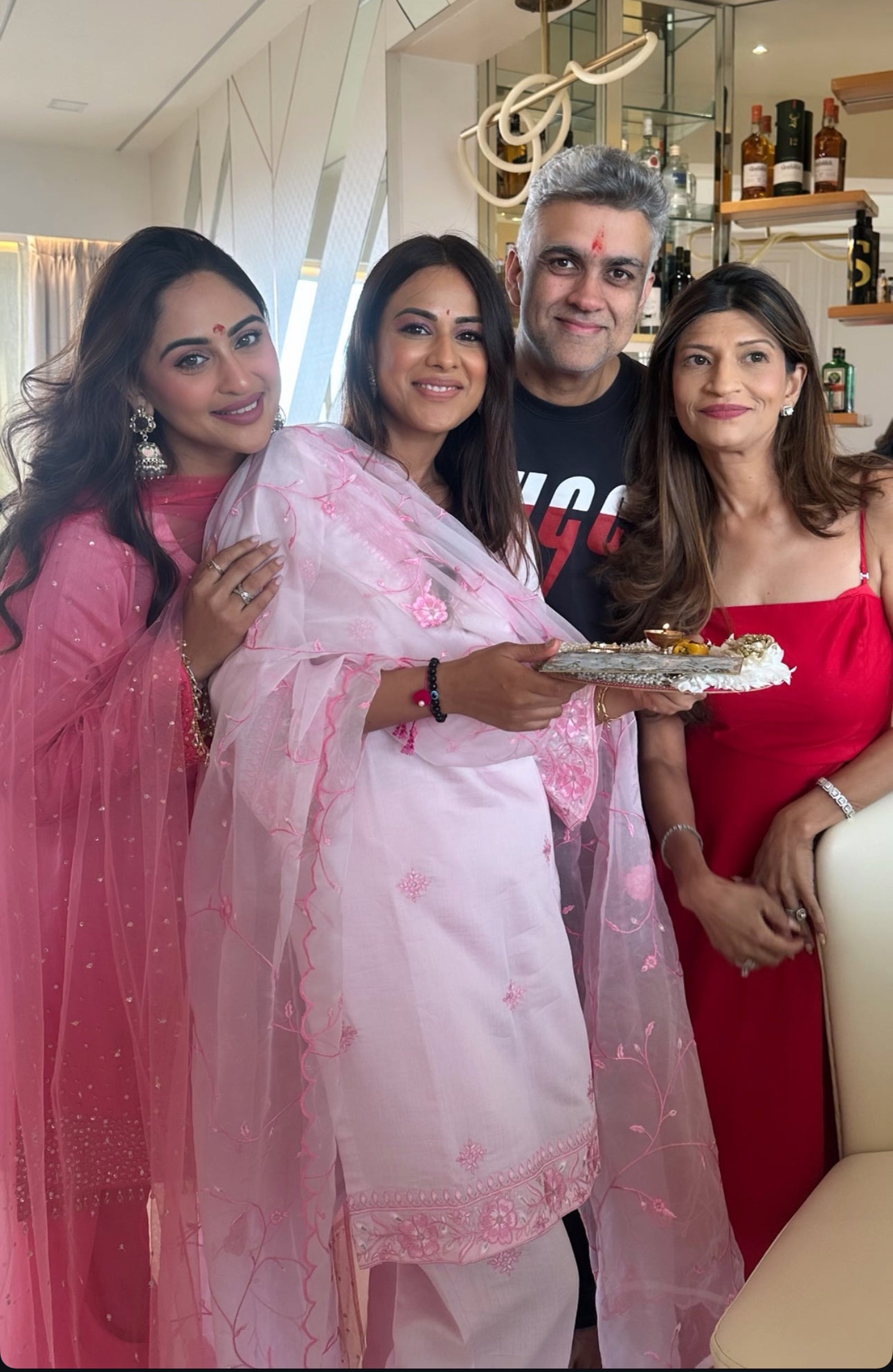 Nia Sharma in GULBANO - Pink Chanderi Suit Set
