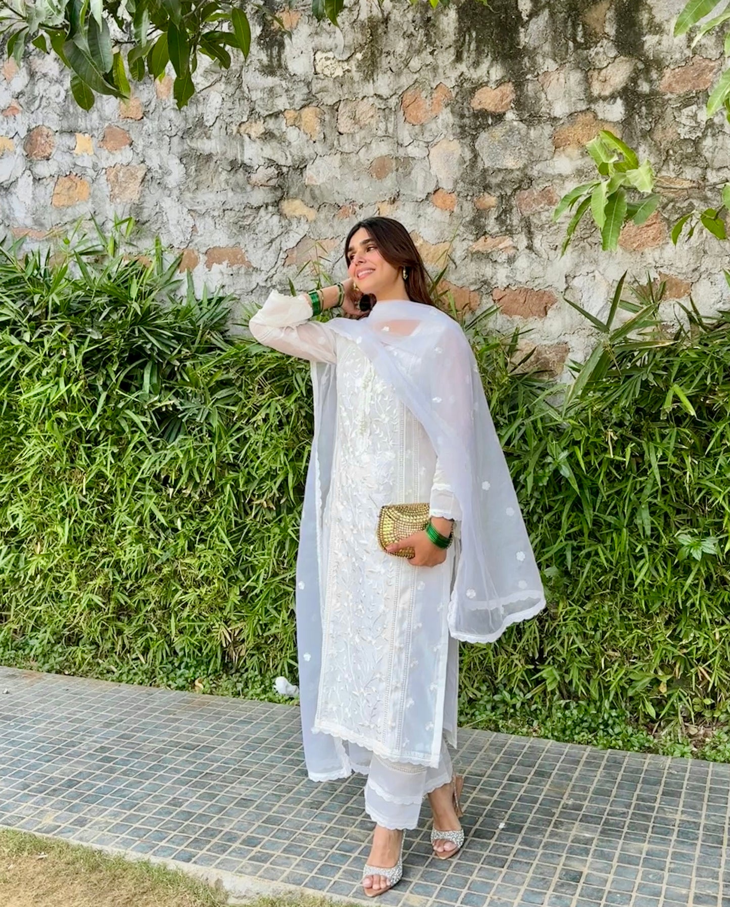 Ishika Bana in Motiya - Egg White Embroidered Suit Set.