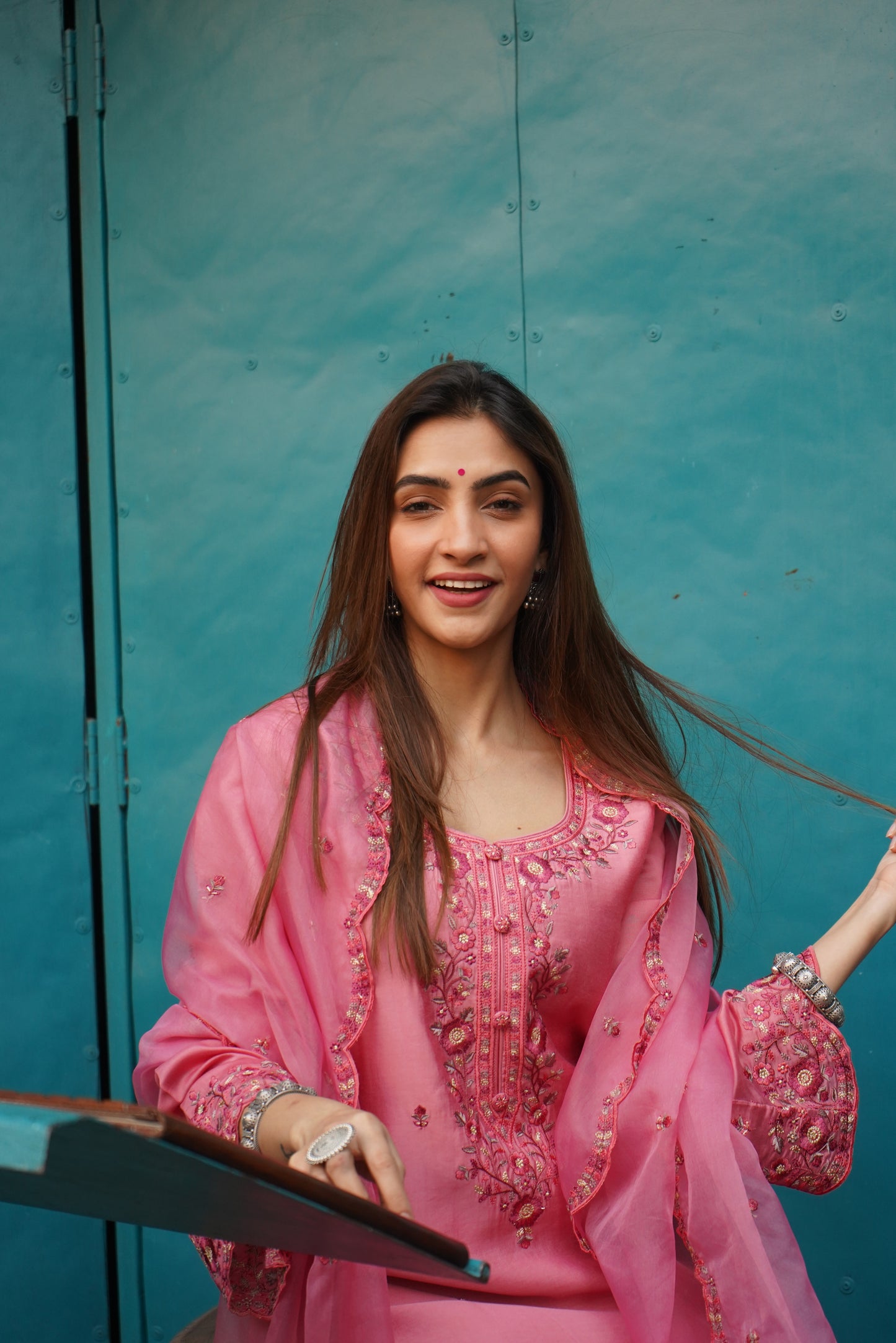 Shreya Lakhani in AFSANA - Pink Chanderi Suit Set