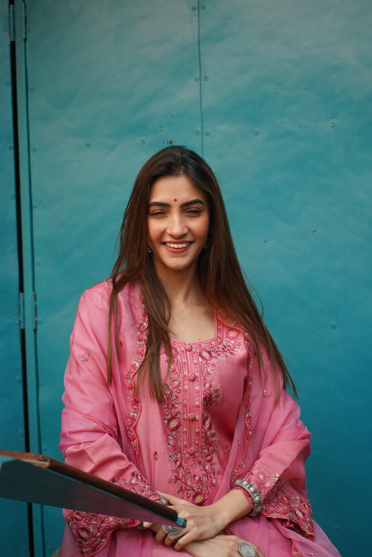 Shreya Lakhani in AFSANA - Pink Chanderi Suit Set