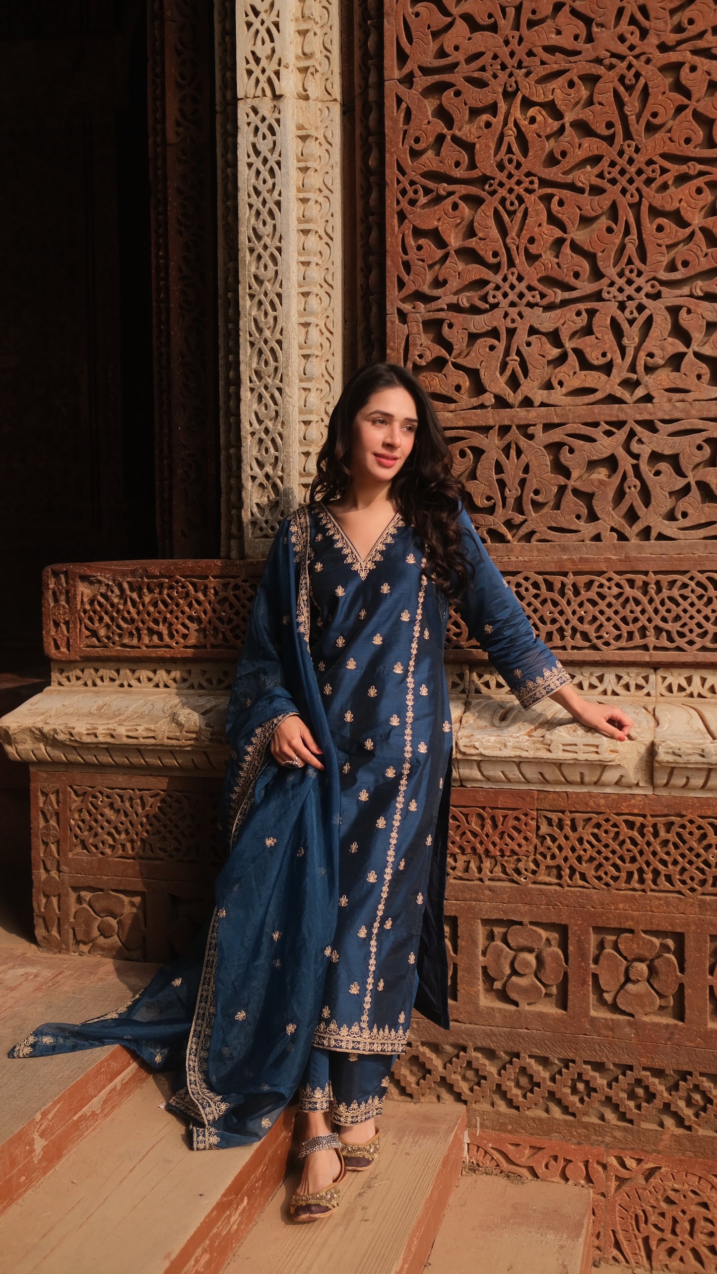 Shivani Pancholi in Gulzaar - Blue Chanderi Embroidered Suit Set