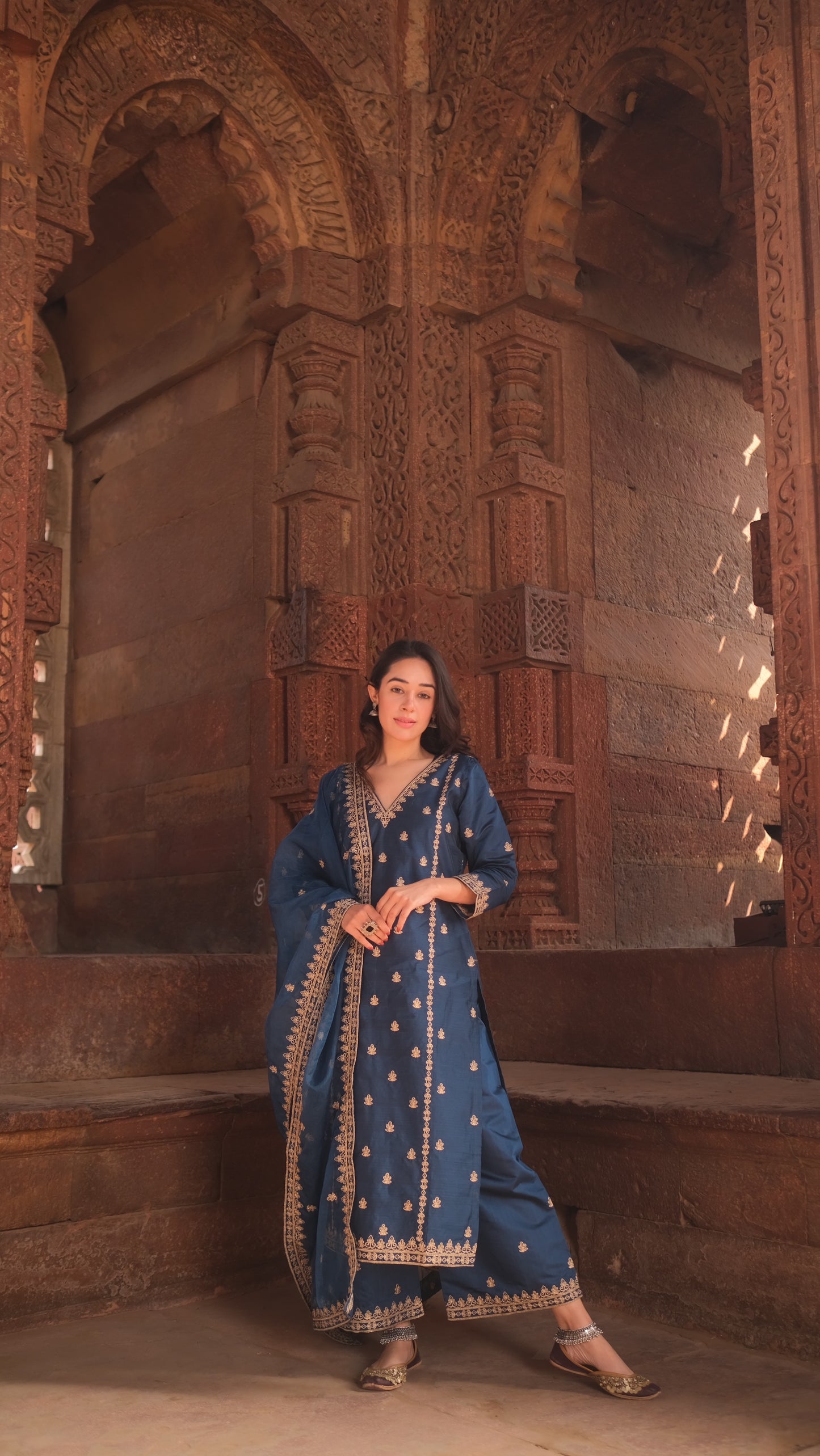 Shivani Pancholi in Gulzaar - Blue Chanderi Embroidered Suit Set