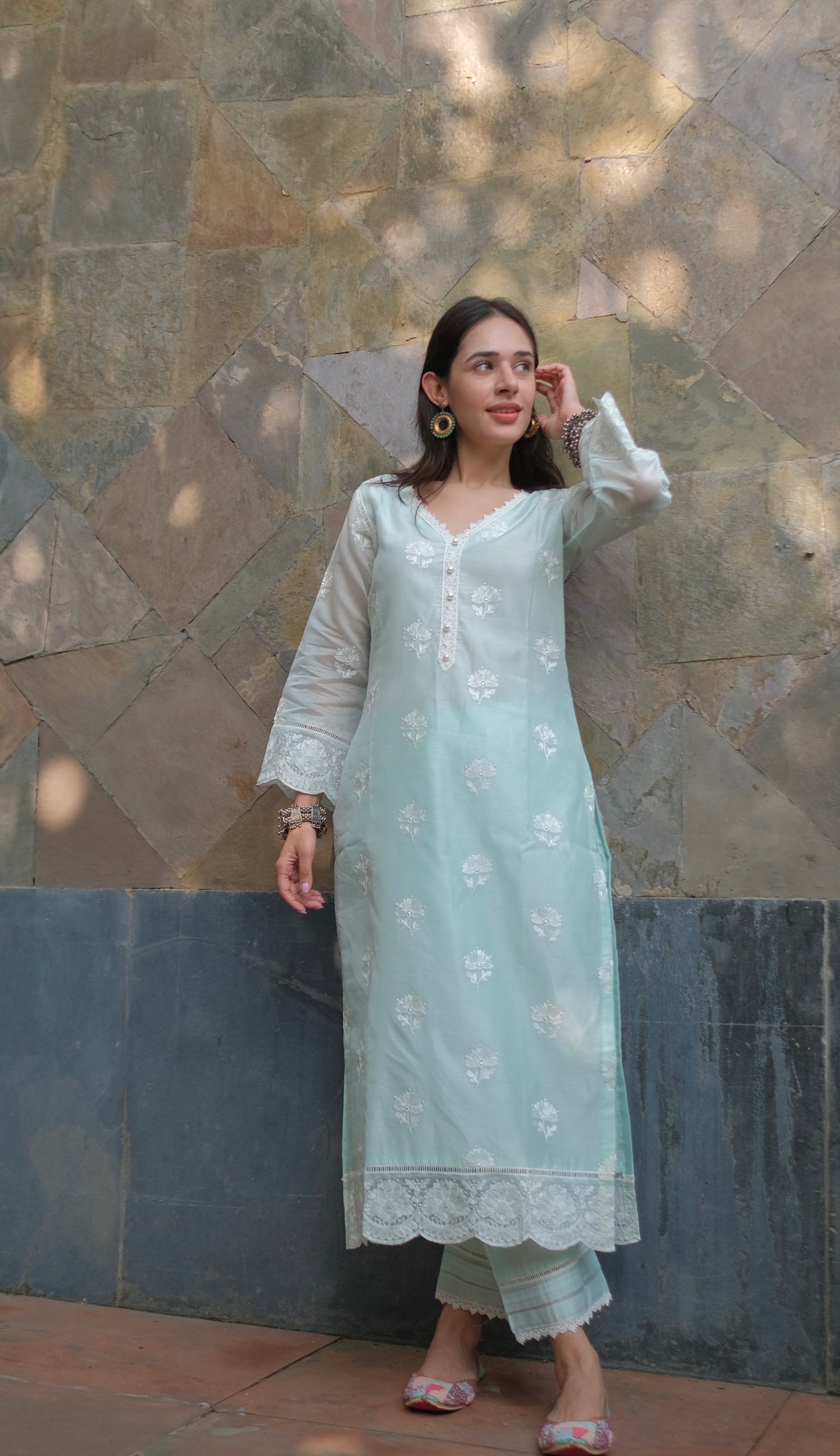 Shivani Pancholi in Neelkamal - Mint Green Embroidered Suit Set.