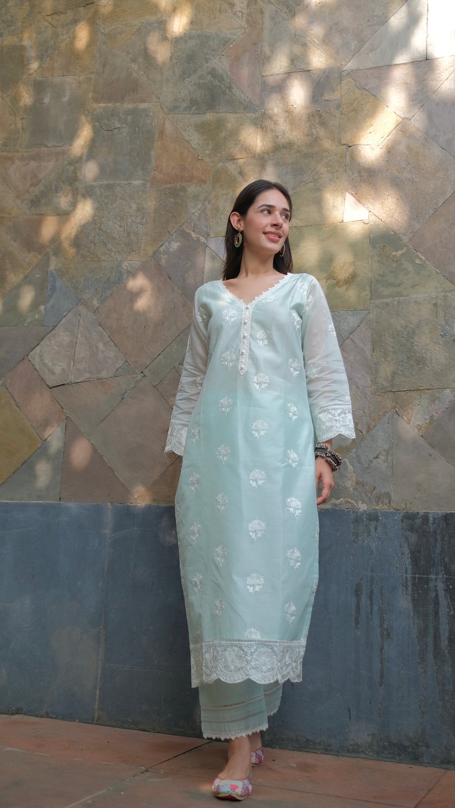 Shivani Pancholi in Neelkamal - Mint Green Embroidered Suit Set.