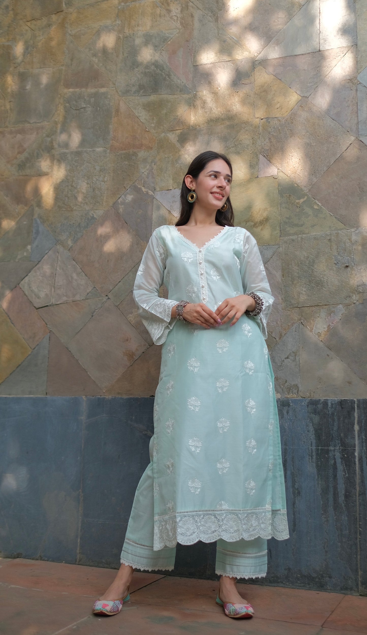 Shivani Pancholi in Neelkamal - Mint Green Embroidered Suit Set.