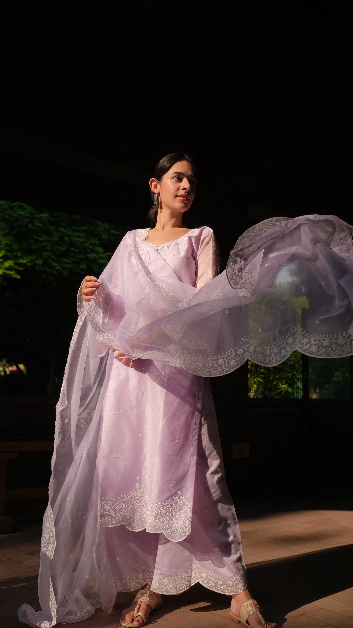 Shivani Pancholi in Kesar - Lavender Embroidered Suit Set.