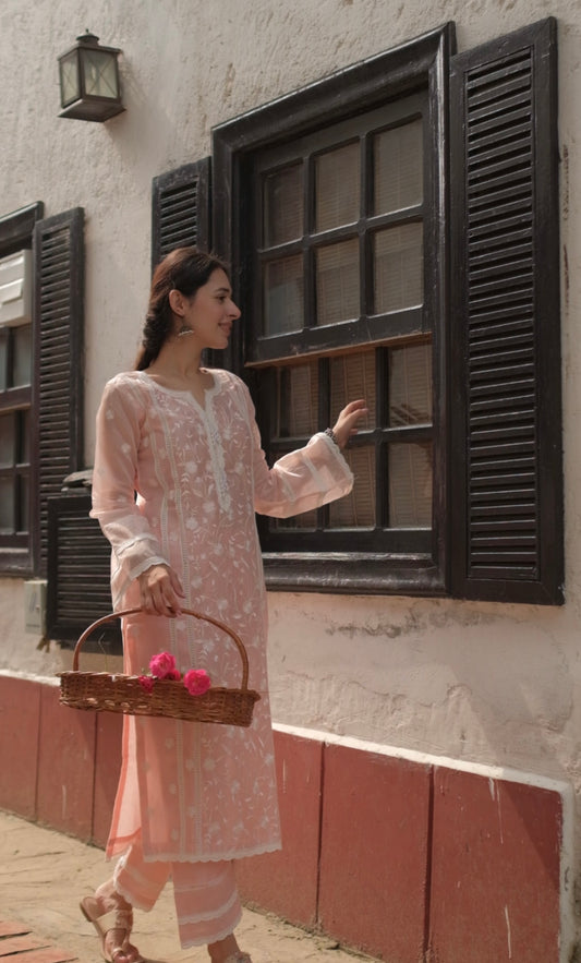 Shivani Pancholi in Gulbagh - Peach Embroidered Suit Set.