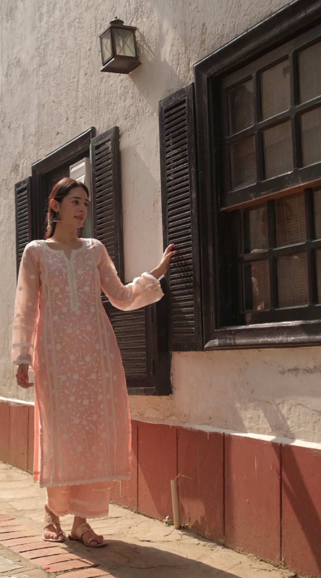 Shivani Pancholi in Gulbagh - Peach Embroidered Suit Set.