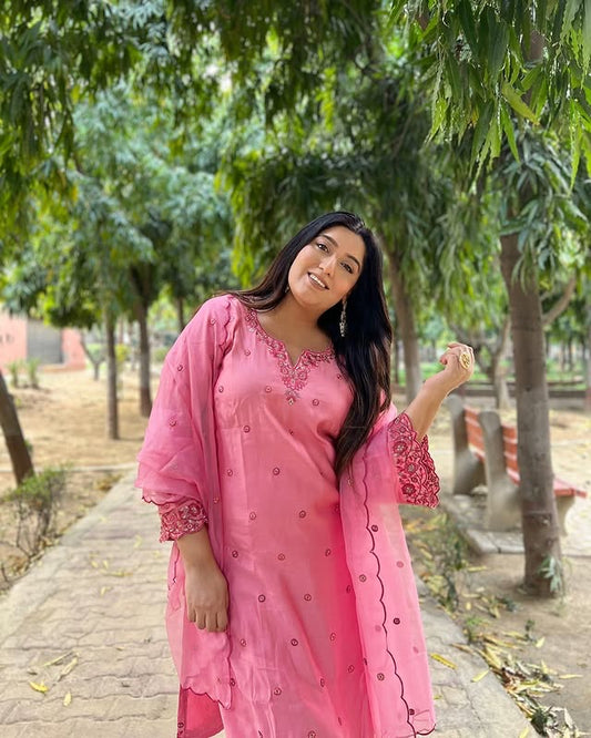 Shireen Mirza in GULHAR - Pink Chanderi Suit Set