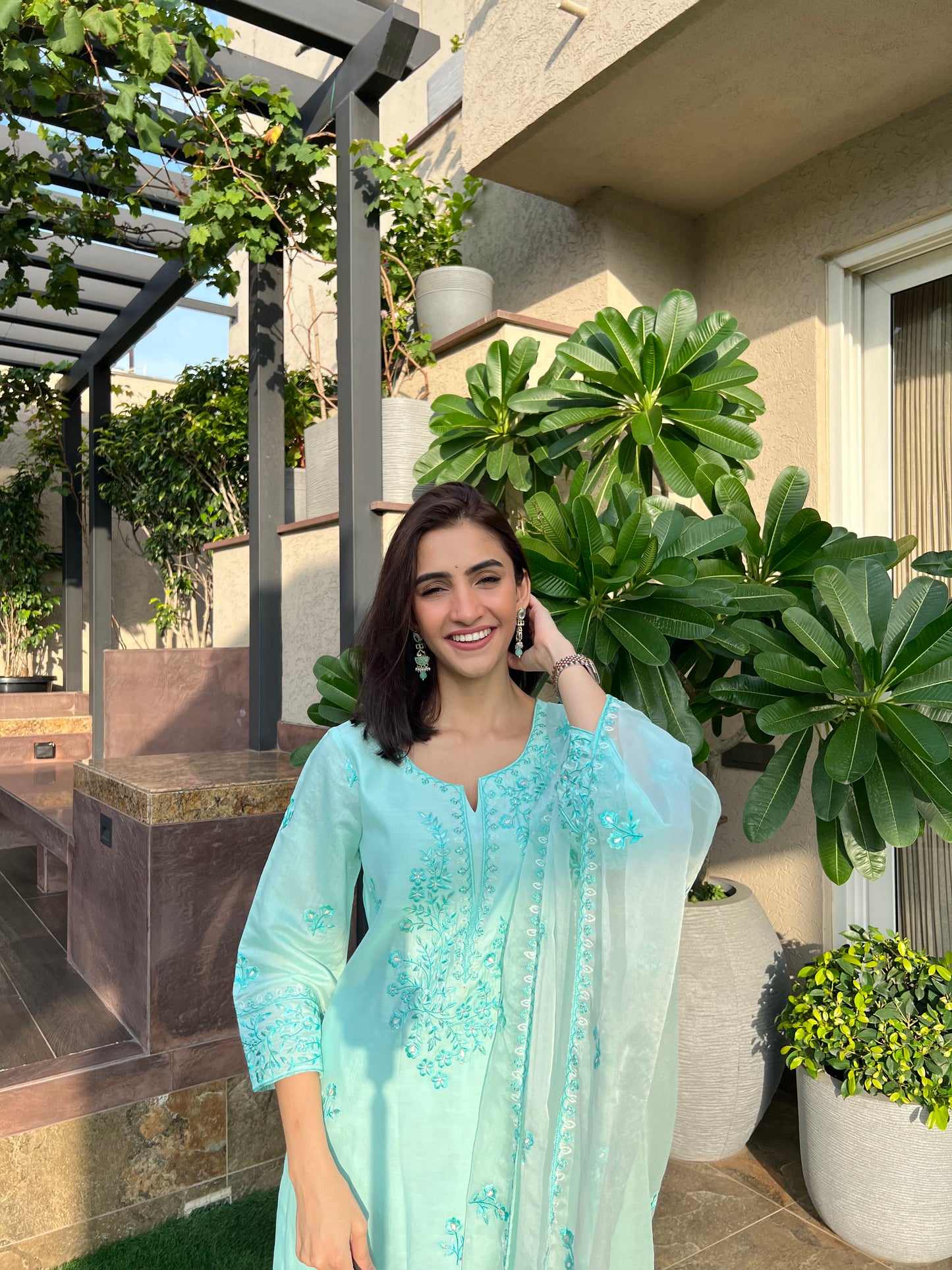 Shreya Lakhani in AYRA - Sea Green Chanderi Suit Set