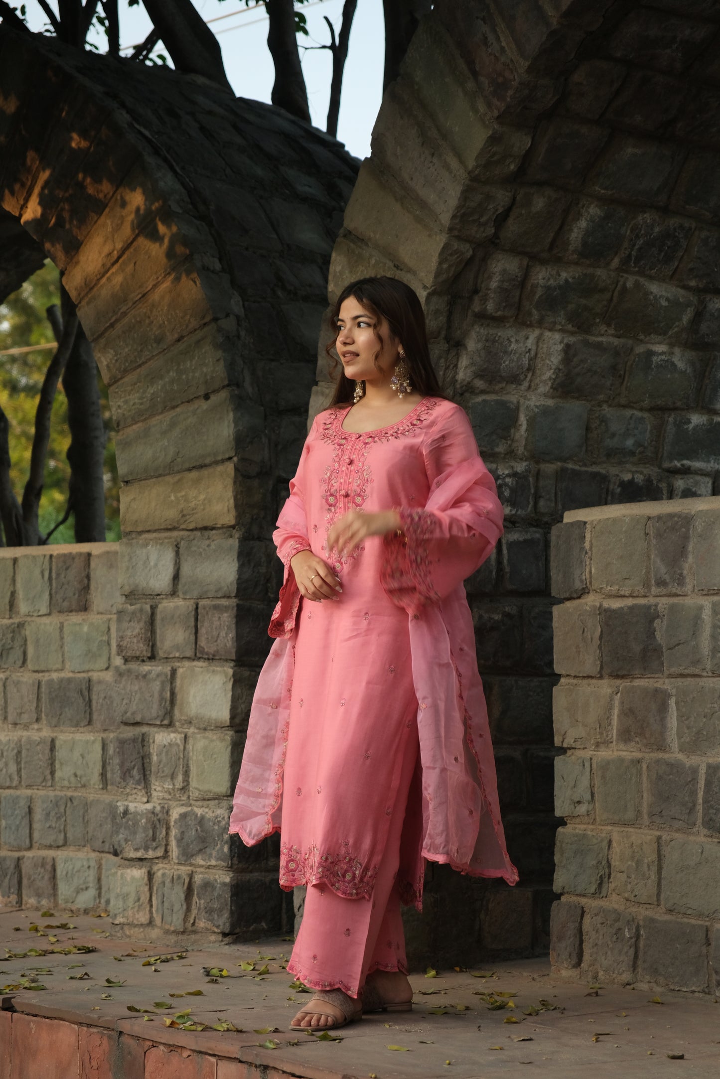 Antra Agarwal in AFSANA - Pink Chanderi Suit Set