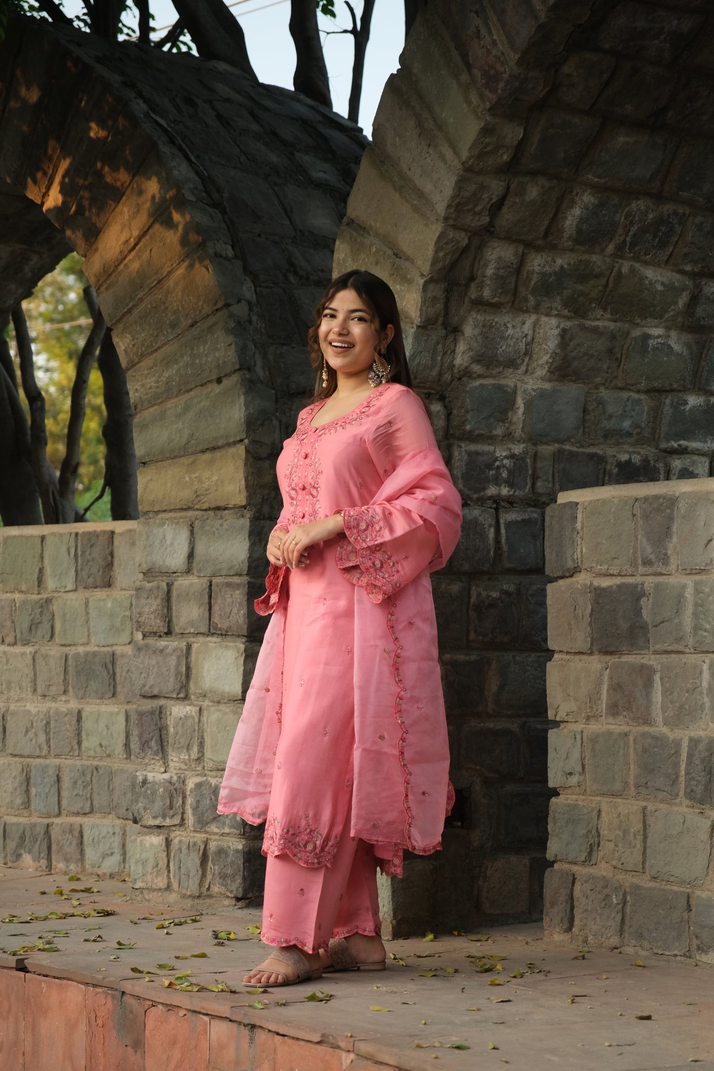 Antra Agarwal in AFSANA - Pink Chanderi Suit Set