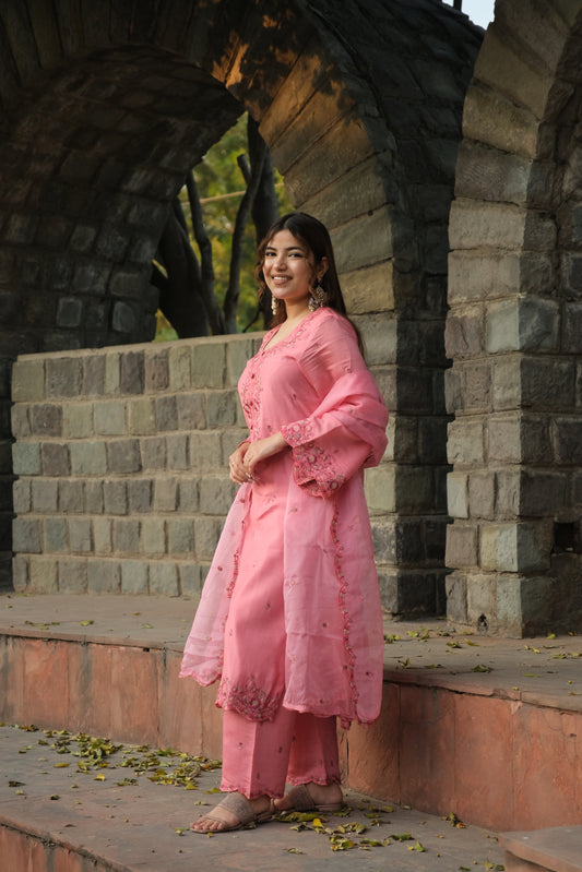Antra Agarwal in AFSANA - Pink Chanderi Suit Set