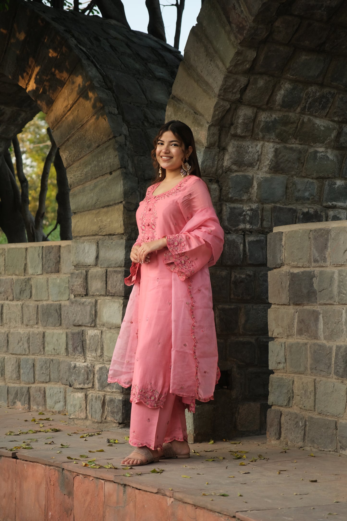 Antra Agarwal in AFSANA - Pink Chanderi Suit Set